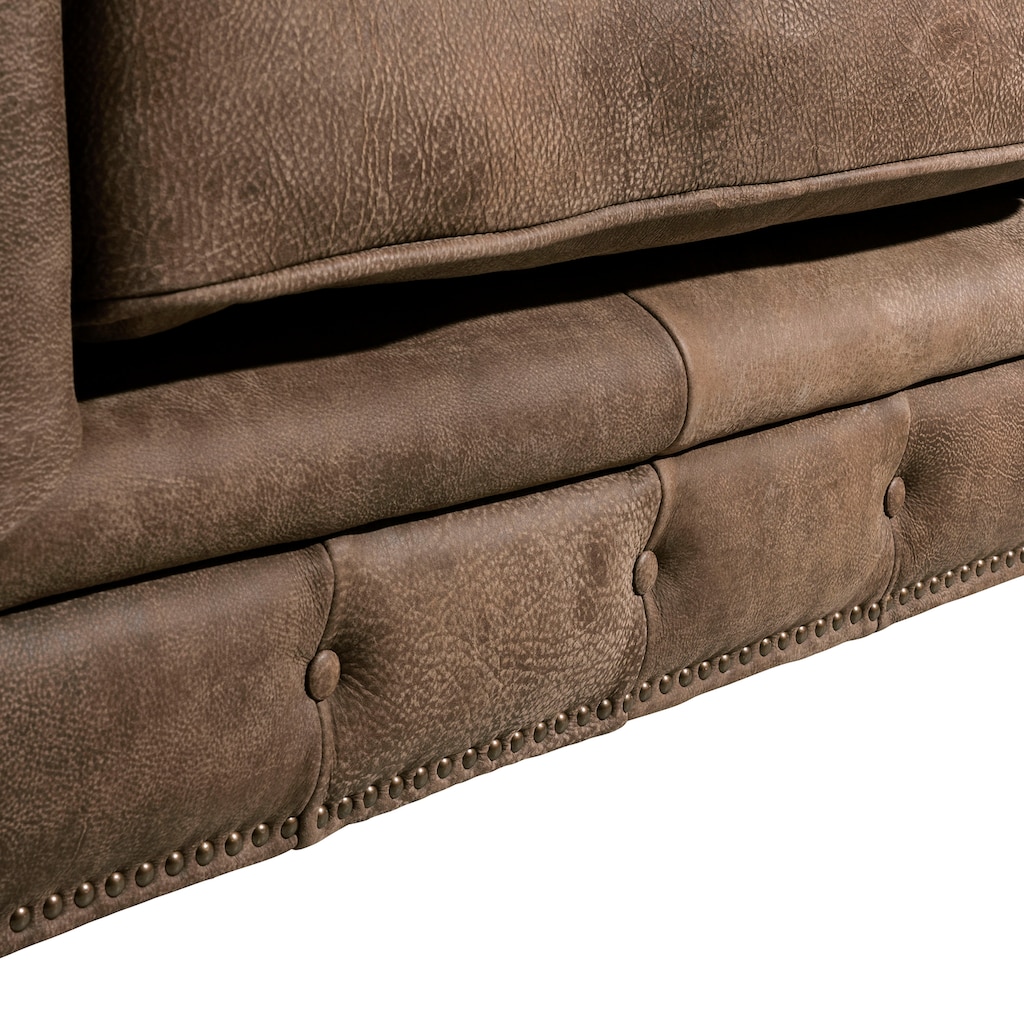 Max Winzer® Chesterfield-Sofa »Old England«, 2,5-Sitzer Ledersofa mit Knopfheftung & Ziernägeln, Breite 218 cm