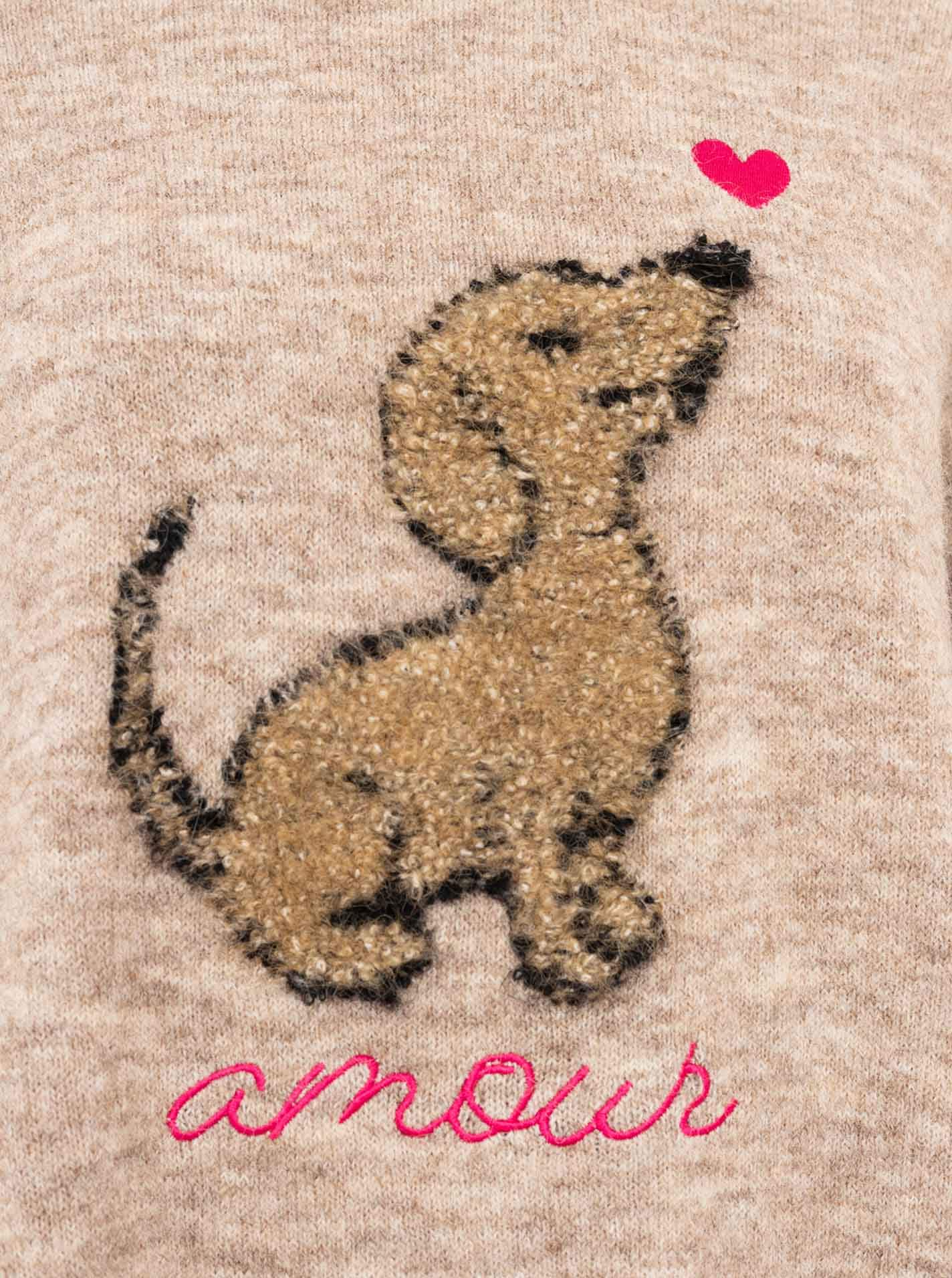 Zwillingsherz Strickpullover »"Dog Amour"« mit Hundemotiv, Rundhals, oversize, überschnittene Schultern, Strick