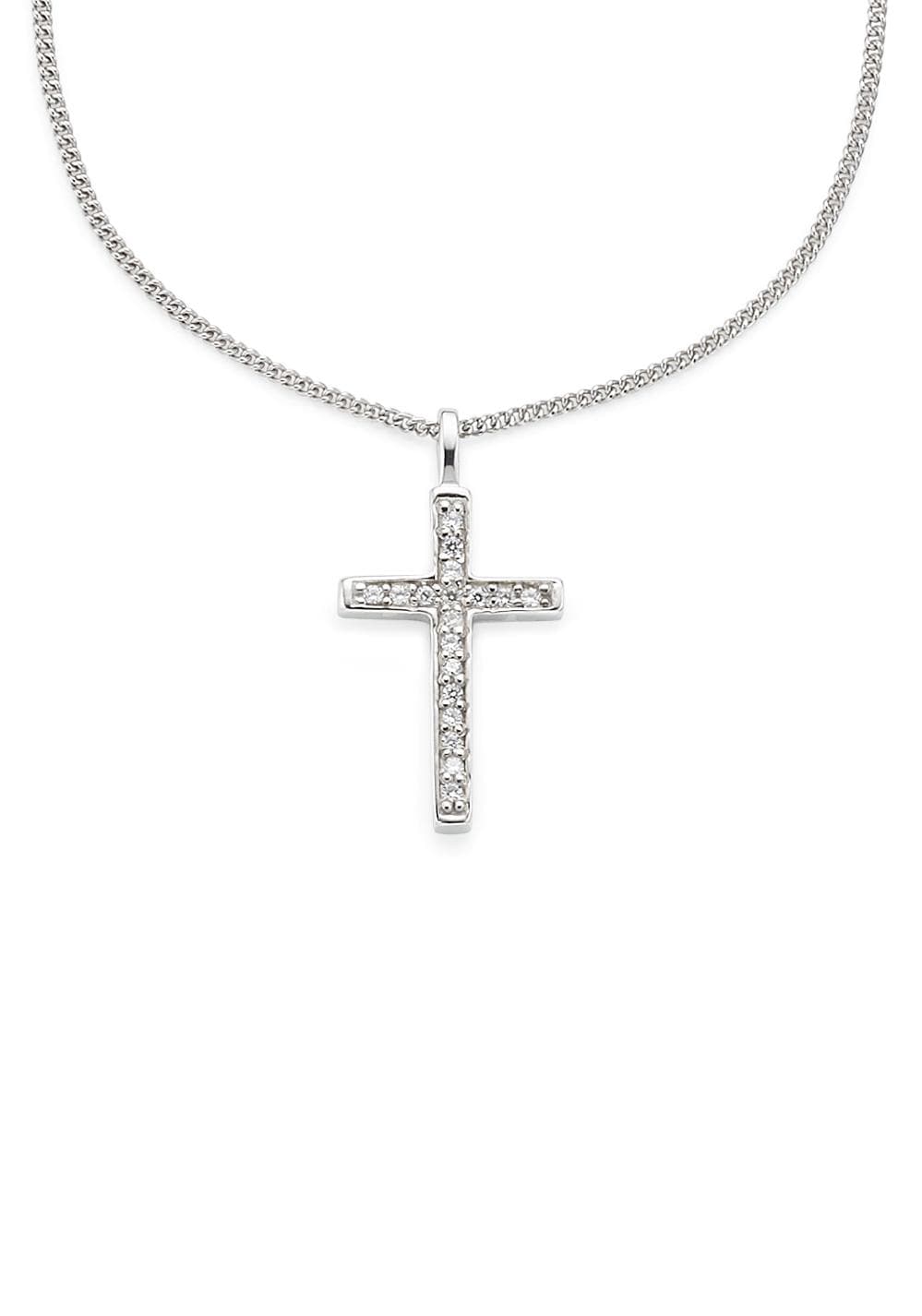 Bruno Banani Kette mit Anhänger »Schmuck Geschenk Silber 925 Halsschmuck  Halskette Panzerkette Kreuz«, zu Kleid, Shirt, Jeans, Sneaker! Anlass  Geburtstag Weihnachten bei OTTOversand