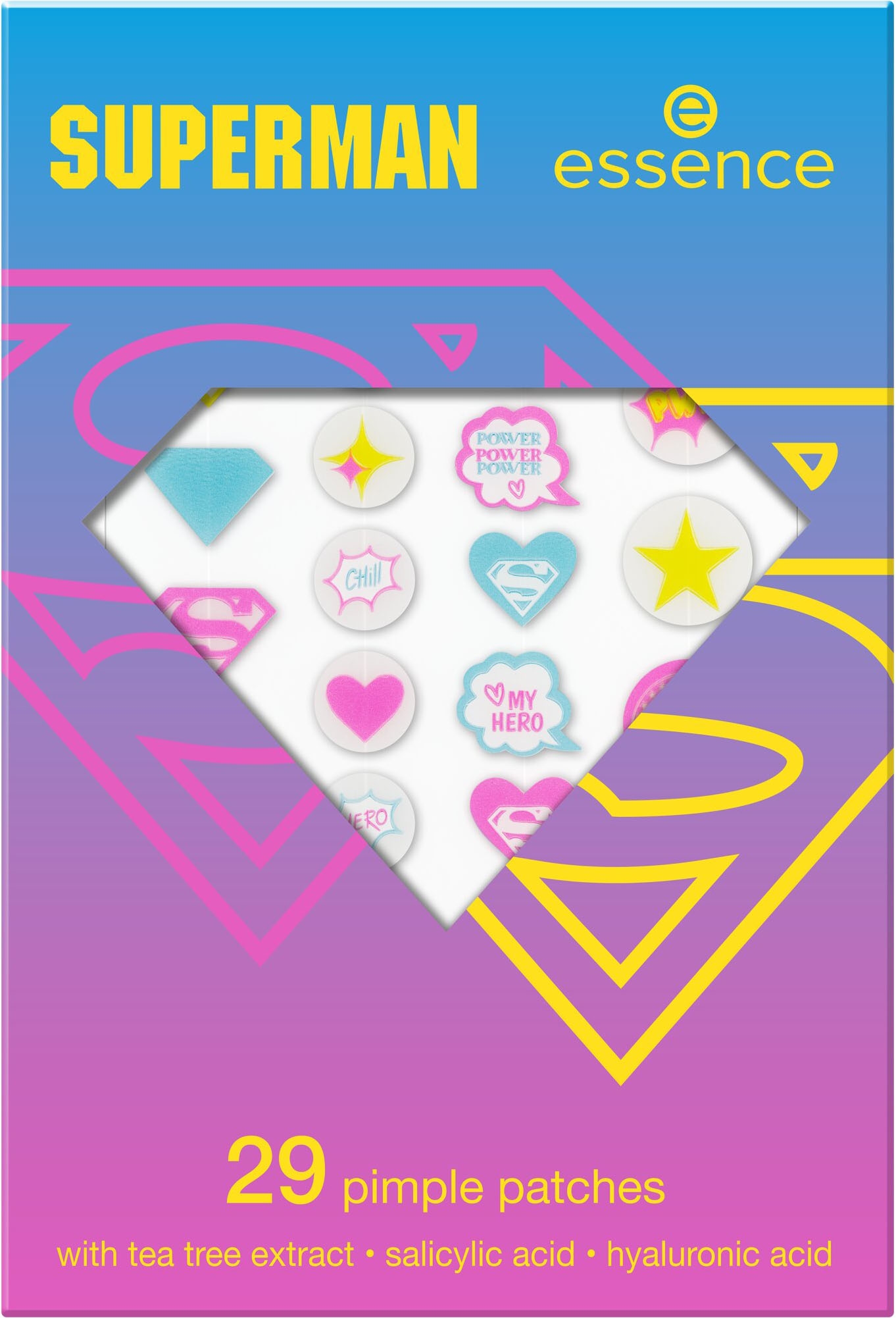 Essence Gesichtspflege »Superman pimple patches«, (Set, 3 tlg.), Je 29 Patches, Teebaumextrakt, Salicylsäure und Hyaluronsäure.