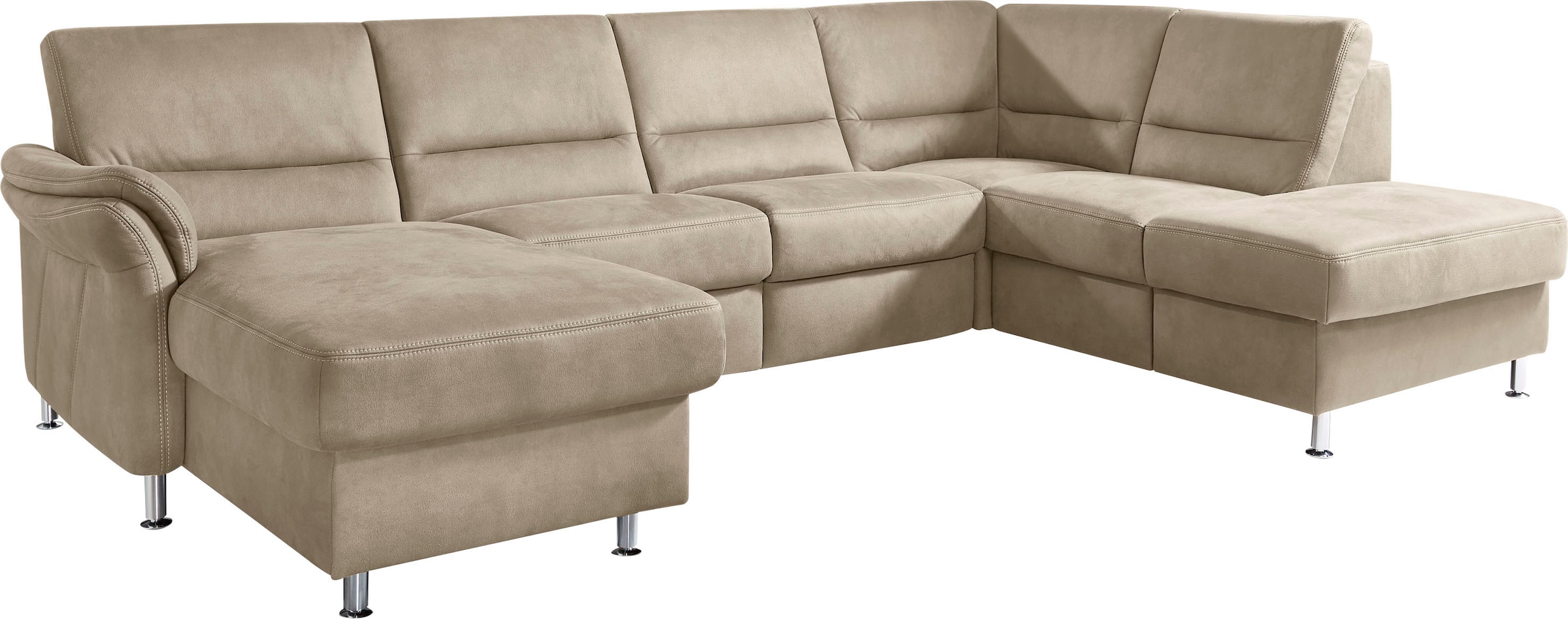 Die PlanBar Wohnlandschaft »ZE-EM16033 U-Form, Breite 316 cm« wahlweise mit Kopfstützen und echt bezogenem Rücken