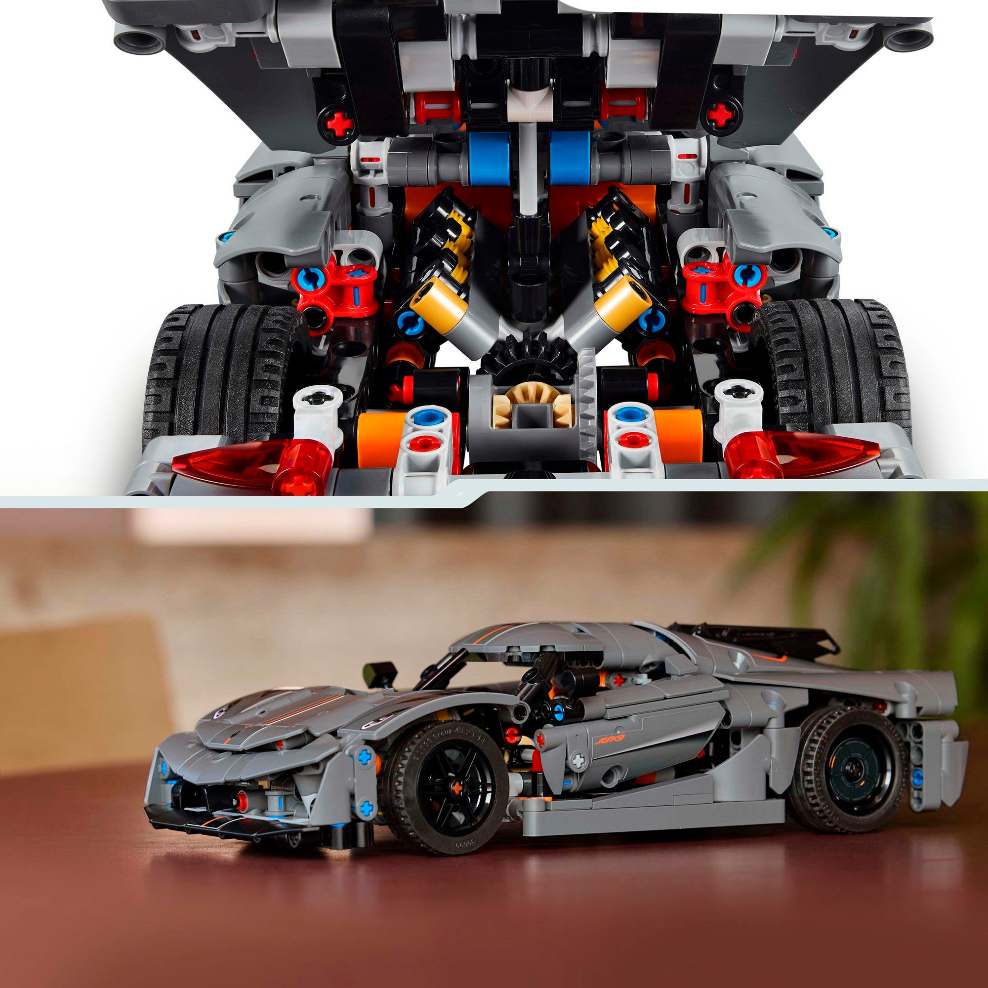 LEGO® Konstruktionsspielsteine »Koenigsegg Jesko Absolut Supersportwagen in Grau (42173), LEGO Technic«, (801 St.), Made in Europe