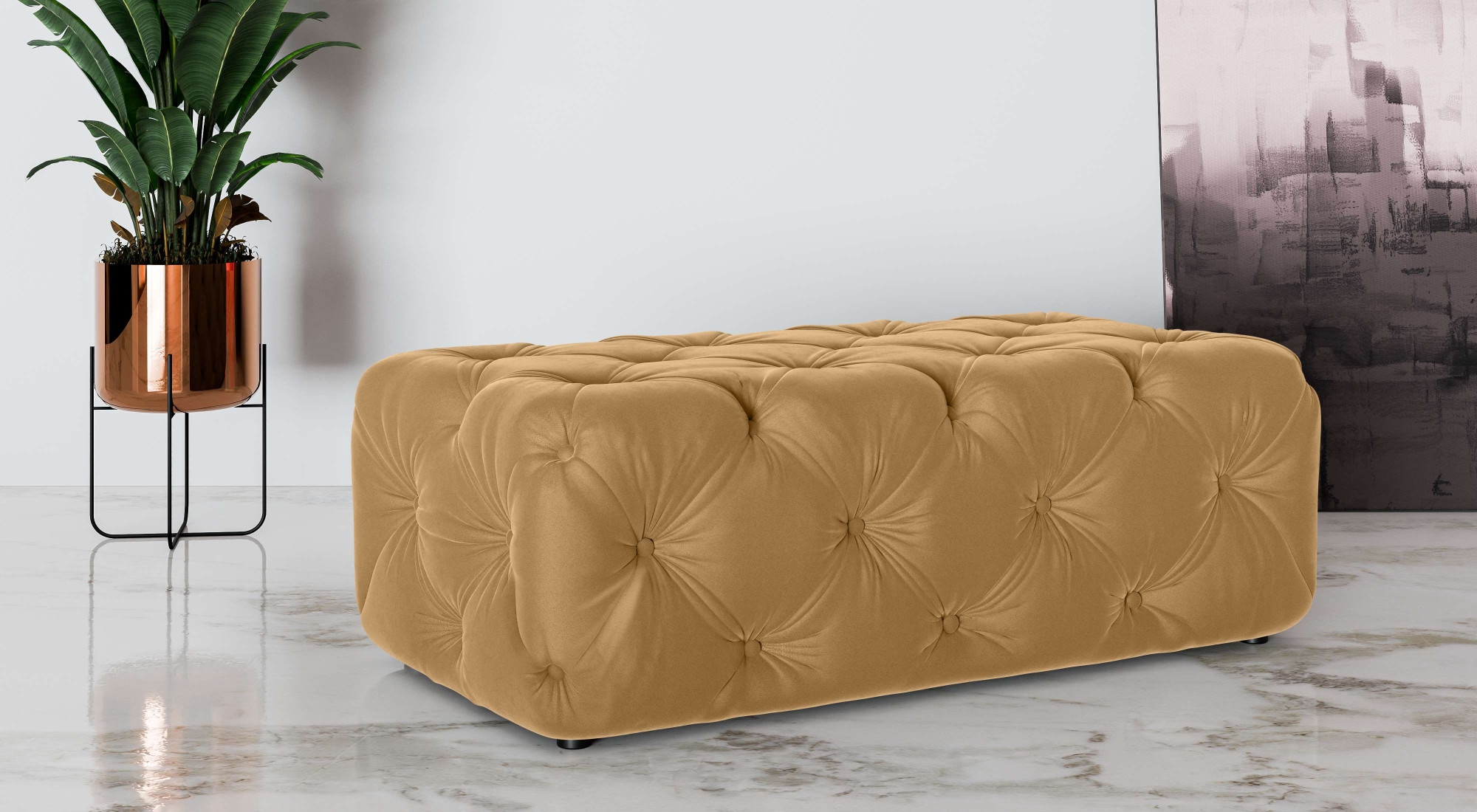 Polsterhocker »FOLLINA«, Polsterhocker mit klassischer Chesterfield-Knopfheftung