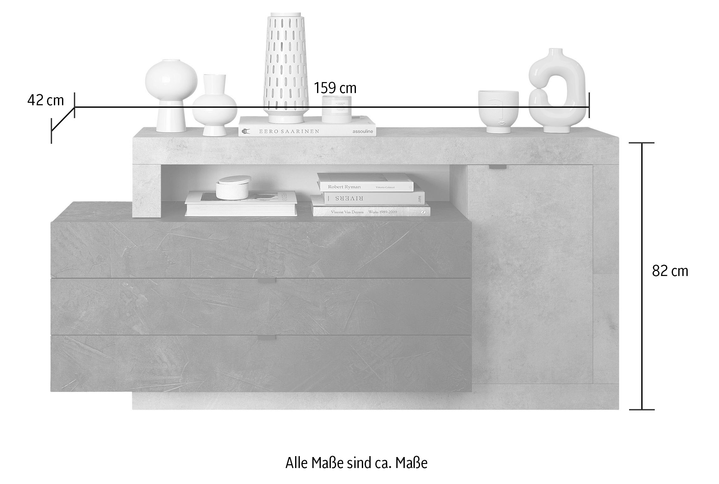 INOSIGN Sideboard »Freedom«, Breite 159 cm mit 1 Tür und 3 Schubkästen (in verschiedenen Farben)