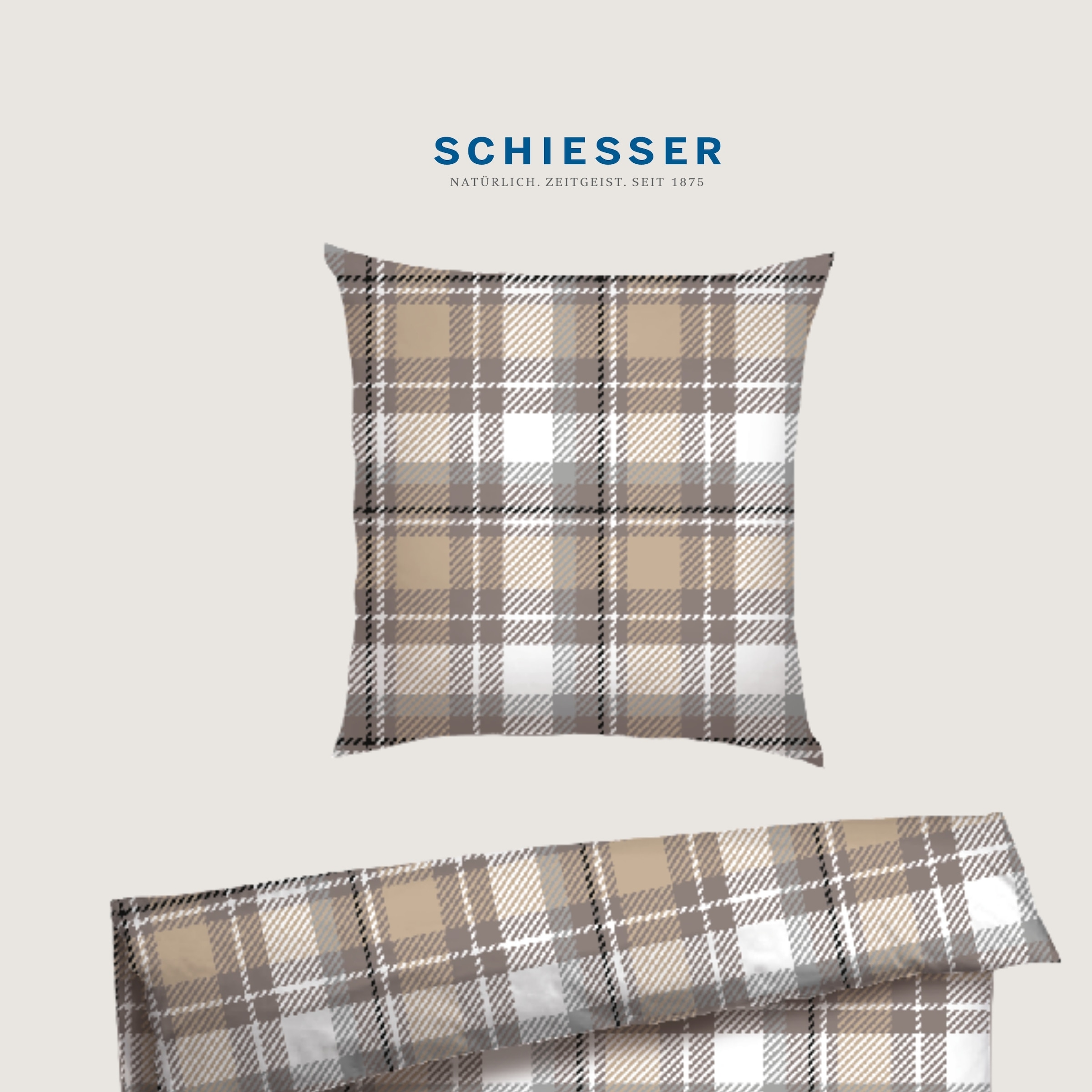 Schiesser Bettwäsche »Metor aus weichem Baumwollflanell mit Winterkaros« 2 Stk. tlg. Made in Green