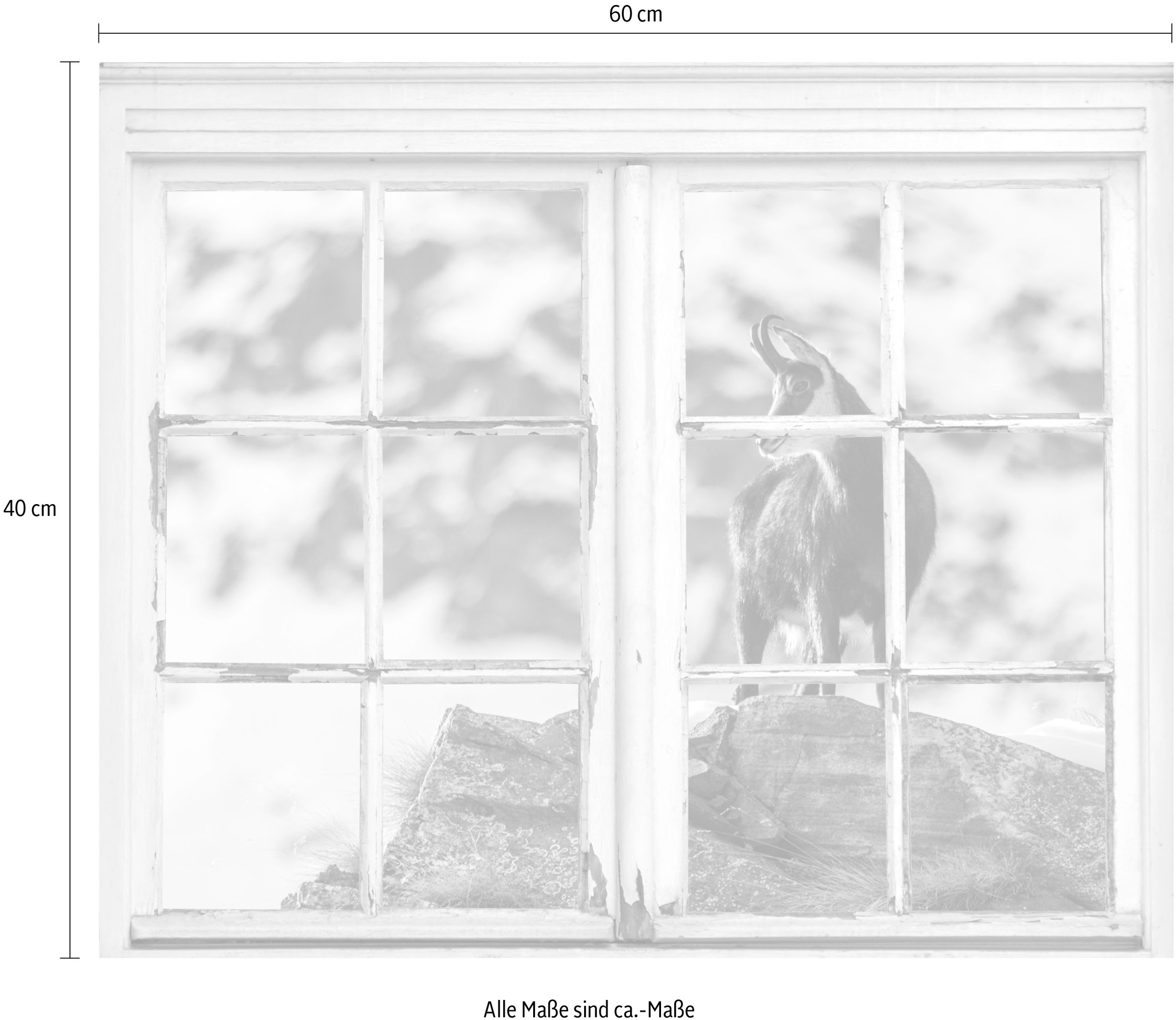 queence Wandsticker »Steinbock«, Wandsticker, Wandbild, selbstklebend, 3D, Fenster, Steinbock