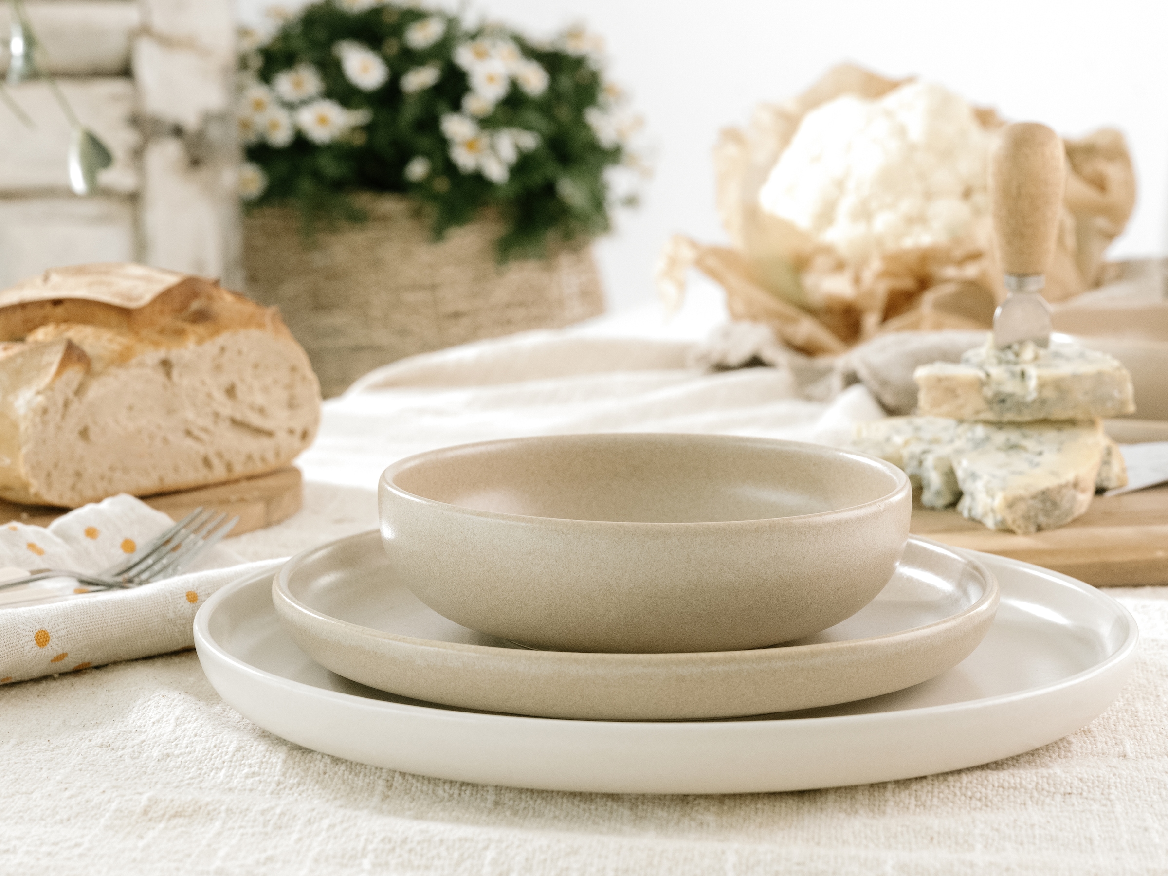 CreaTable Teller-Set »Uno Toscana, Tellerset 12-tlg.« Puristische Formgebung, Inspiriert durch die Farben der Toscana