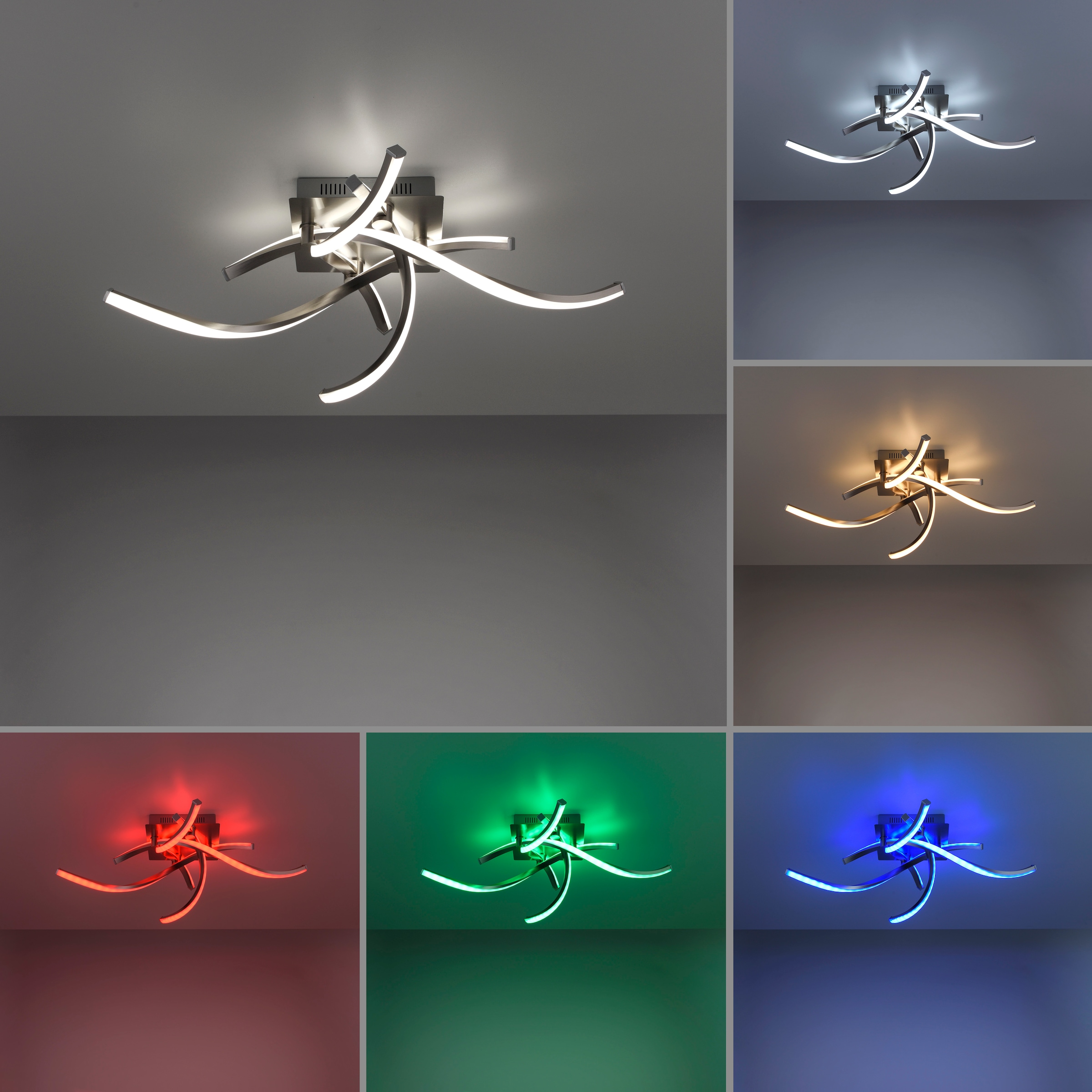 Leuchten Direkt Deckenleuchte »Ls-SWING«, 4 flammig-flammig, RGB+tunable  white, Infrarot inkl., Fernbedienung, Smarthome fähig im OTTO Online Shop