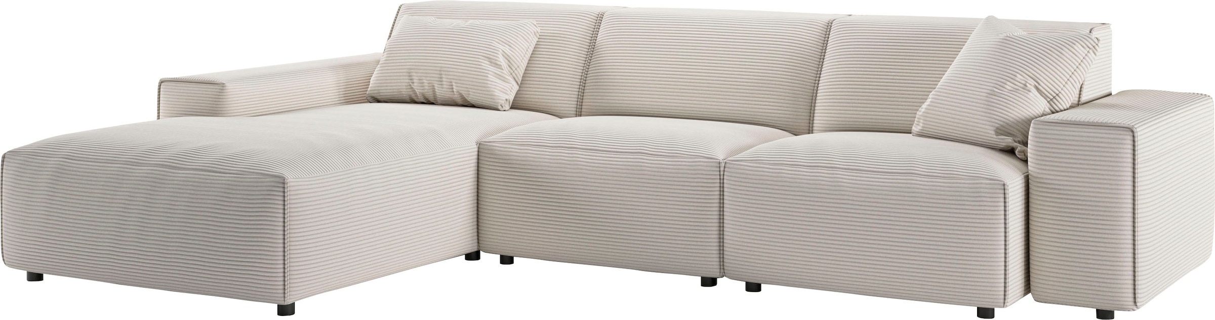 andas Ecksofa »Glimminge auch in Breitcord, Feincord, Bouclé + Easy care-Bezug« L-Form, Breite 294, Zierkissen