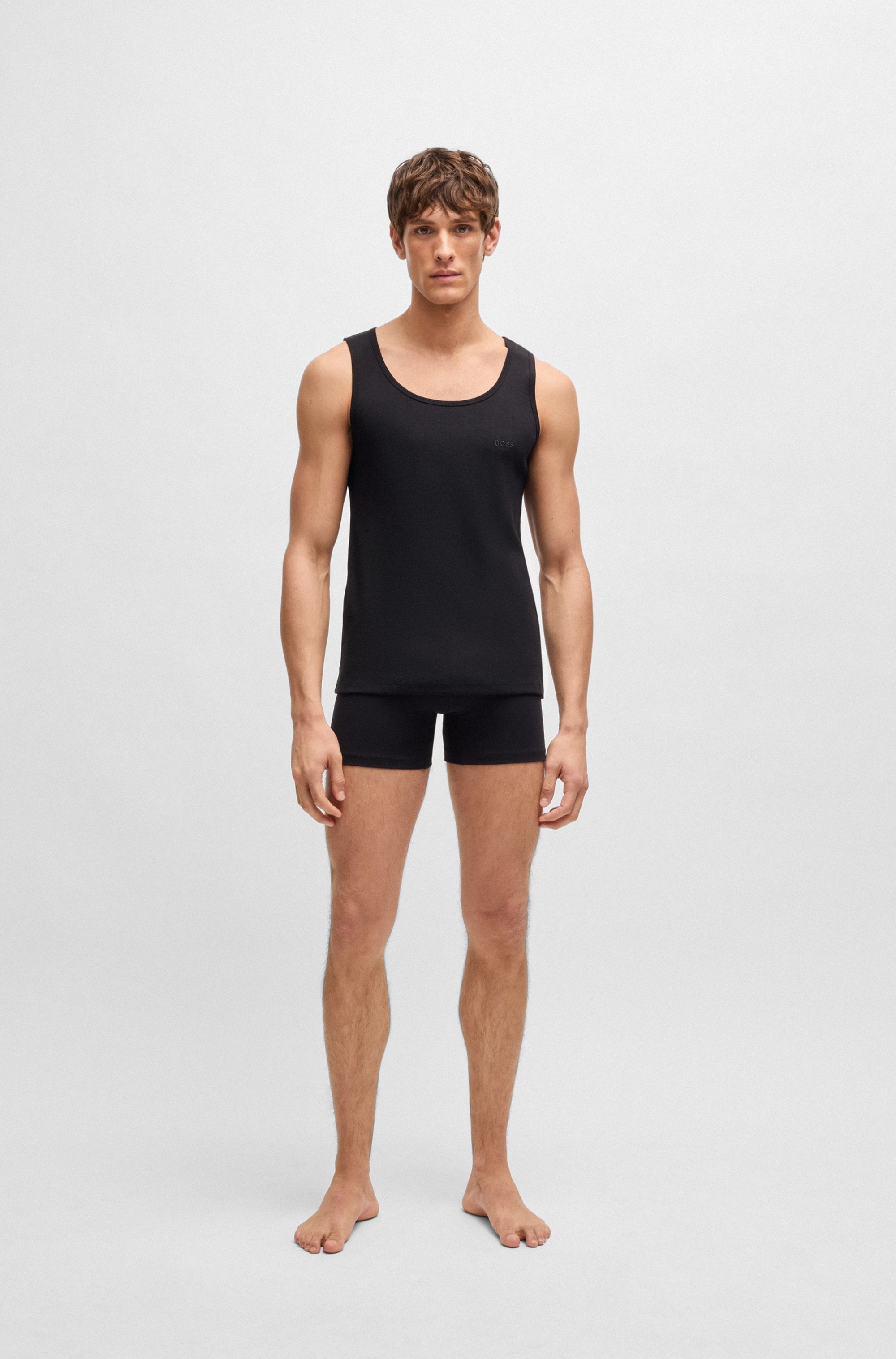 BOSS Tanktop »3P RibClassic BOSS ONE x David Beckham«, Ton in Ton Stickerei auf der Brust