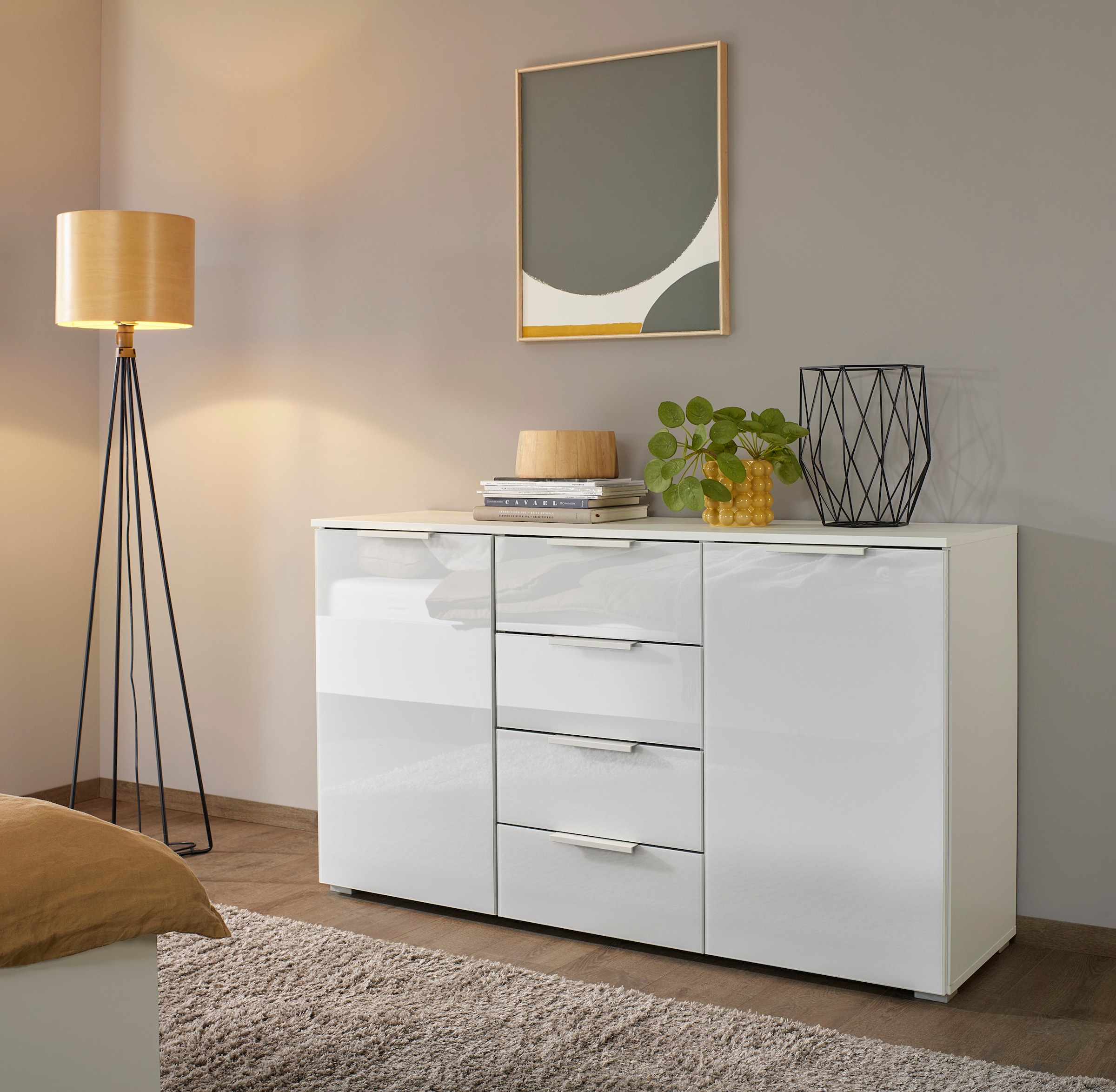 rauch Schubkastenkommode »Sideboard Kommode Kombikommode KOLUNA mit Glasfront« Breite 120 cm,  vier große Schubladen, mit insgesamt 4 Einlegeböden MADE IN GERMANY