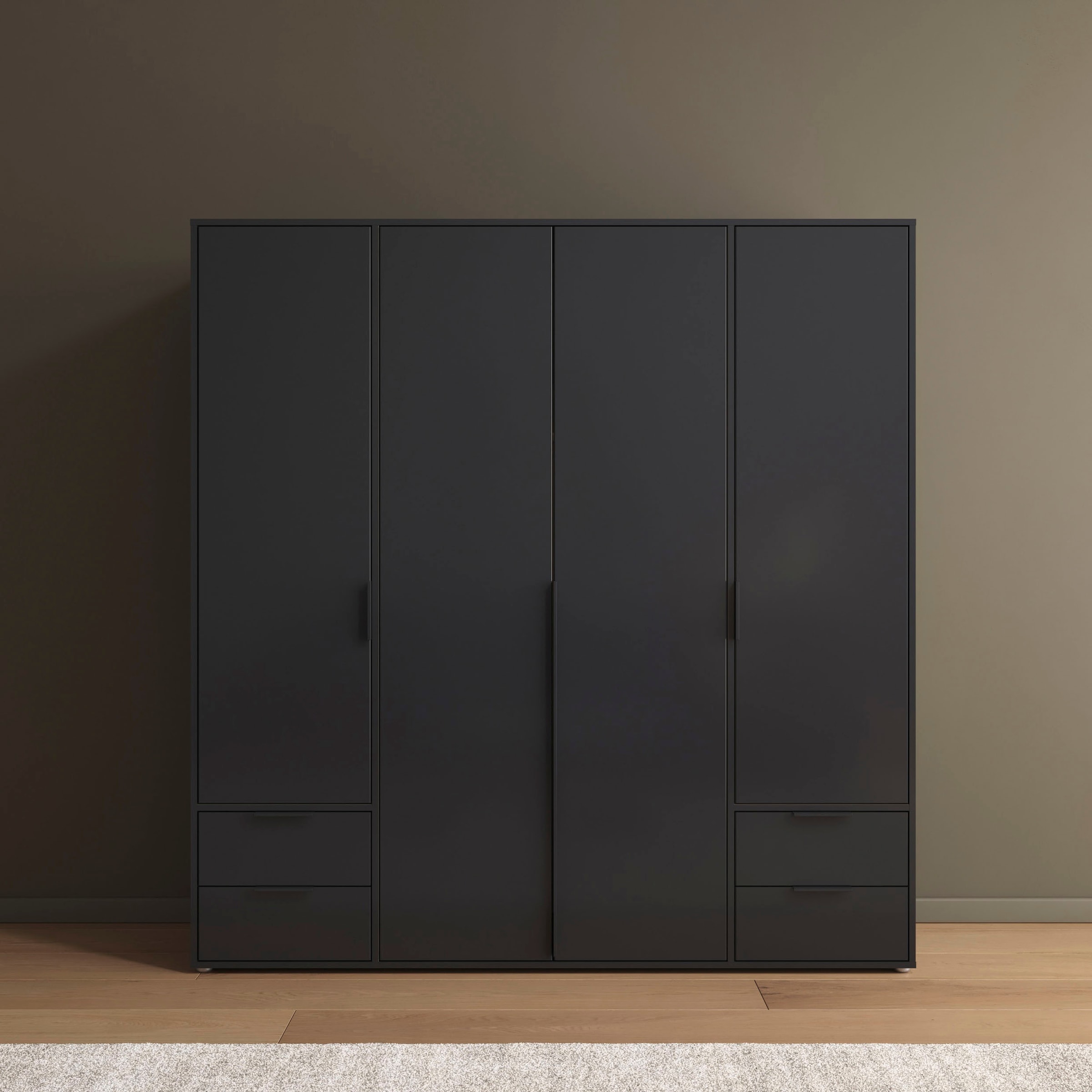 rauch Drehtürenschrank »Kleiderschrank Schrank Garderobe Wäscheschrank NAGATA viel Stauraum«, (in 3 verschiedenen Ausstattungen BASIC/CLASSIC/PREMIUM), mit Schubladen sowie Stangengriffen TOPSELLER MADE IN GERMANY