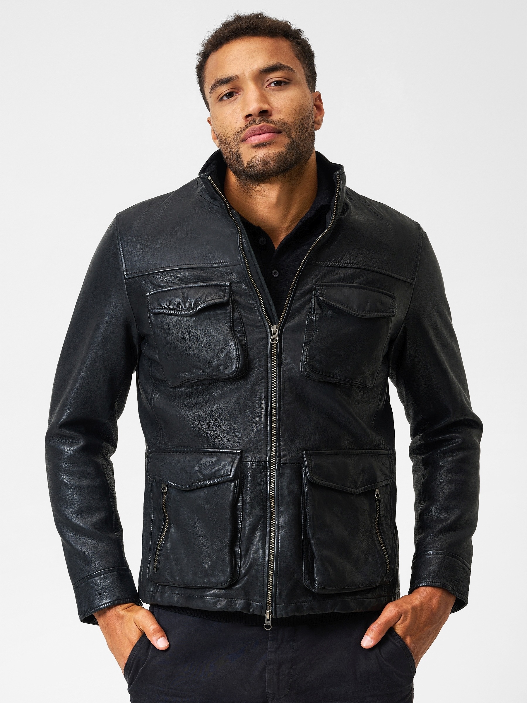 RICANO Cargojacke »Lederjacke Stefano« ohne Kapuze Handgefertigt aus echtem Leder
