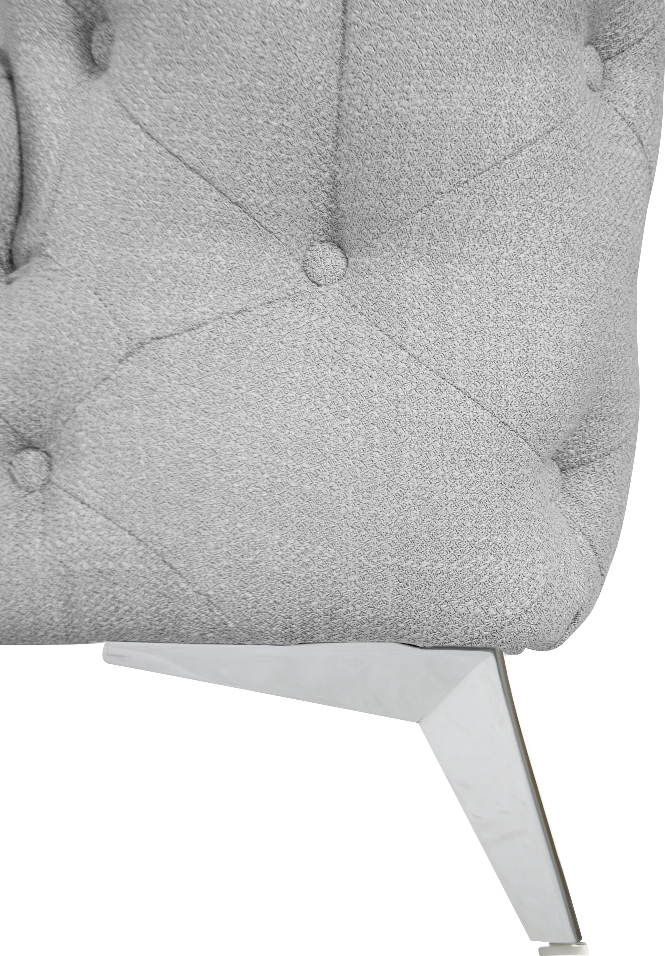 Leonique Chesterfield-Sofa »Ecksofa GLYNIS L-Form mit Wellenunterfederung, Maße B/T/H 264/204/75cm« aufwändige Knopfheftung, moderne Chesterfield Optik, Fußfarbe wählbar