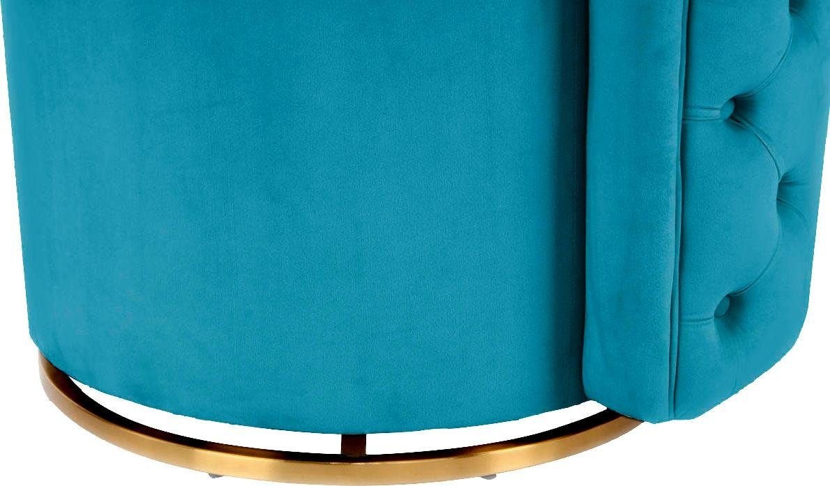 Kayoom Sessel »Drehsessel Beverly 125, drehbar, Gestell aus Eisen,samtige Oberfläch«, (1 St.), rund, glamourös, gesteppter Rücken, abgerundete,Drehsessel