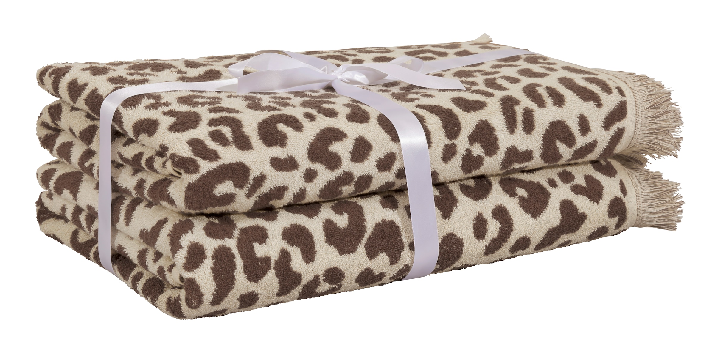 OTTO home Strandtuch »Tiffani, Leopardenmuster, Premium Strandtücher 2-tlg, 500 gr/m²« 90x180 cm, Animal Print, Leo, modern, Urlaub, mit Fransen