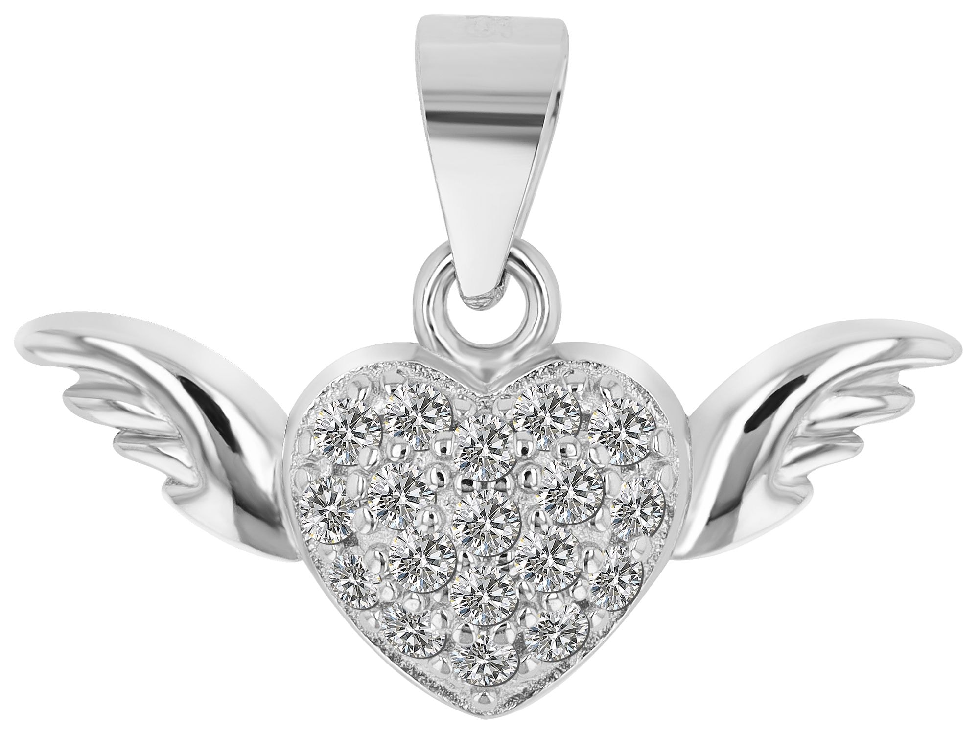 Adelia´s Herzanhänger »Damen Anhänger ¿ Flügel Herzanhänger aus 925 Silber mit Zirkonia«