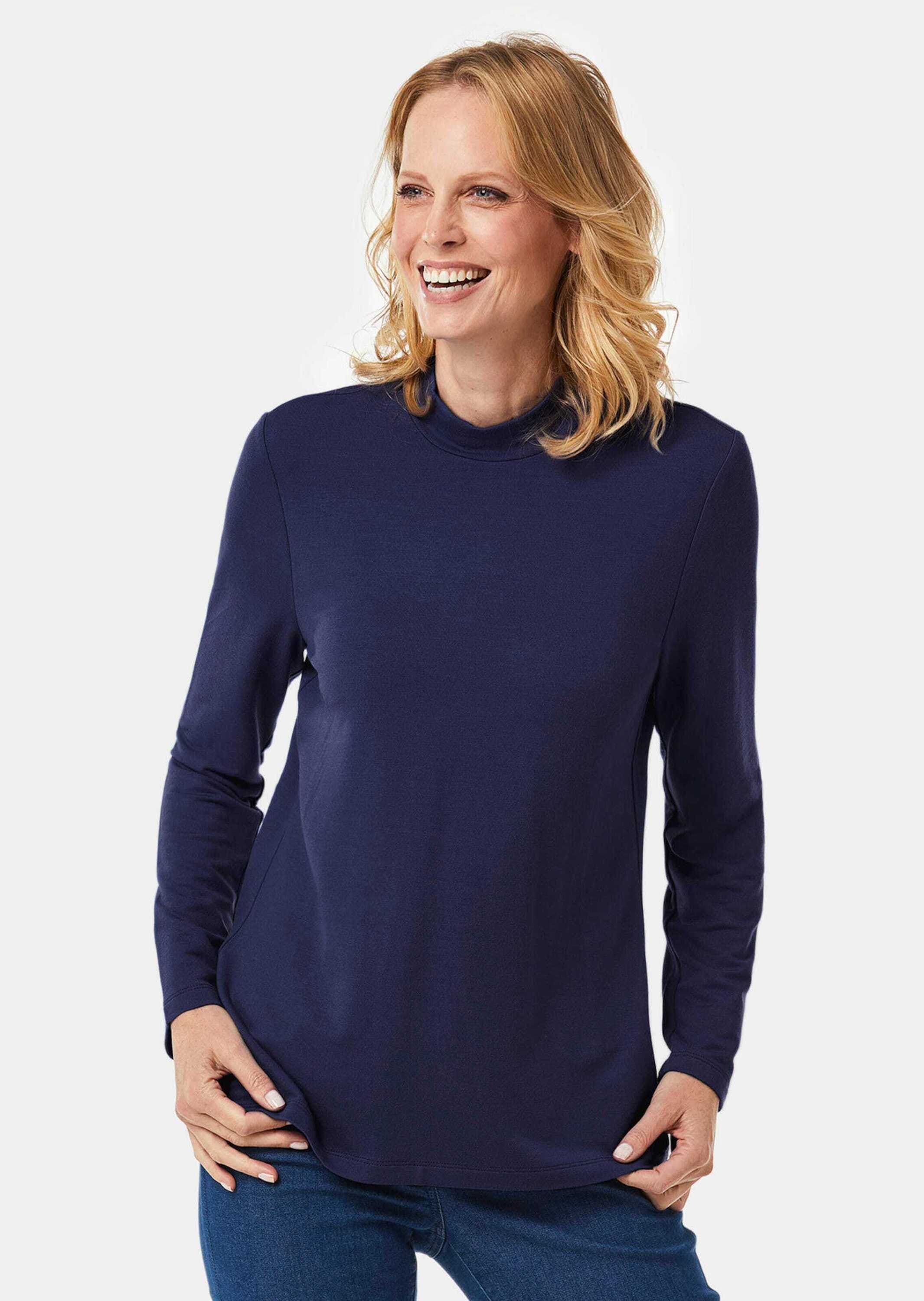 GOLDNER Longpullover »Stehbundshirt Stehkragenshirt mit Langarm«