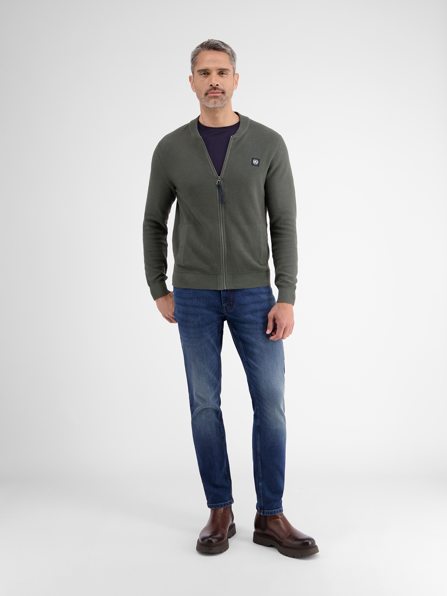 LERROS Strickjacke »LERROS Strickjacke im College-Stil, flachgestrickt«