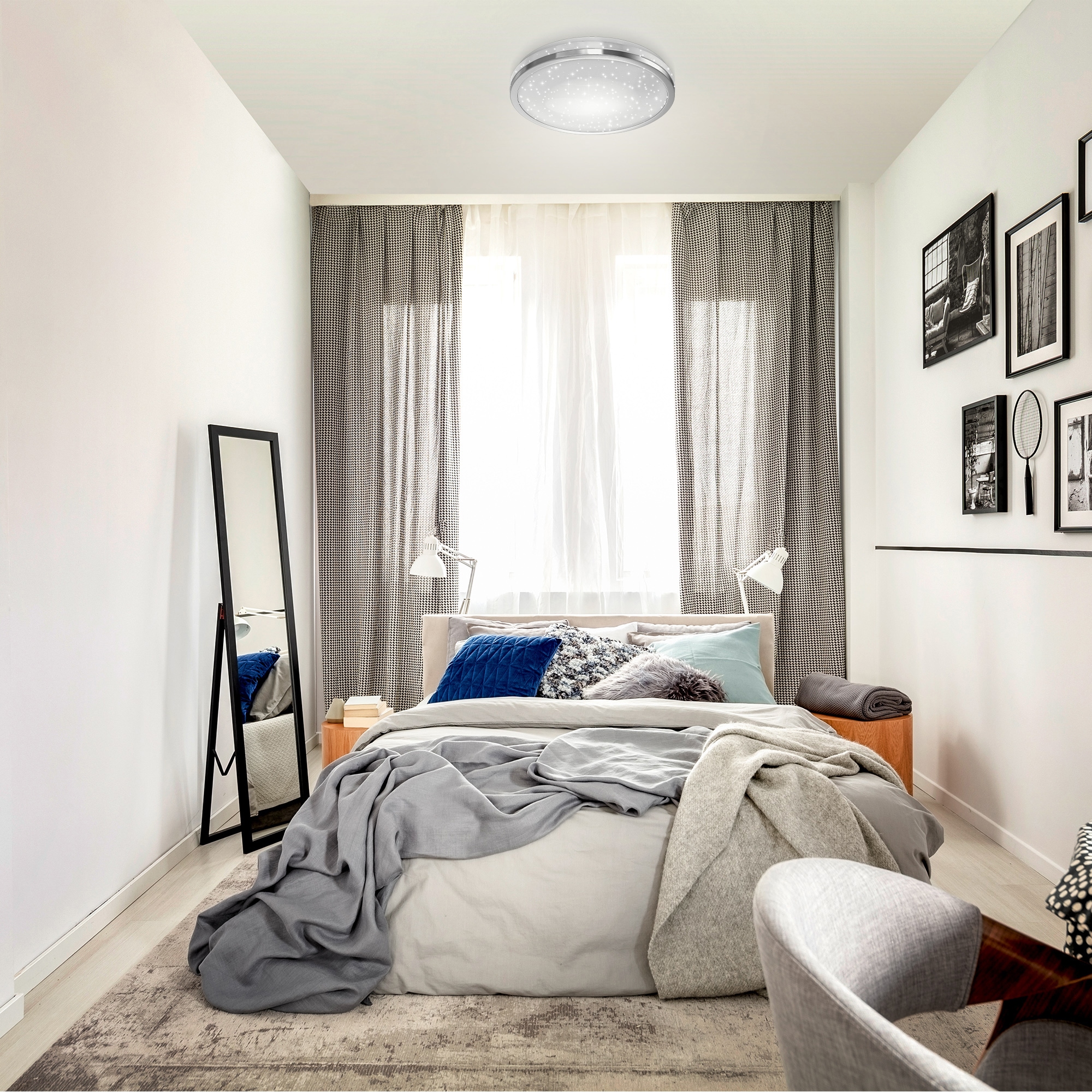 B.K.Licht LED Deckenleuchte, 1 flammig, Leuchtmittel LED-Modul | LED fest integriert, Deckenlampe mit Sternendekor, 15W LED Platine 1500lm, neutralweiß