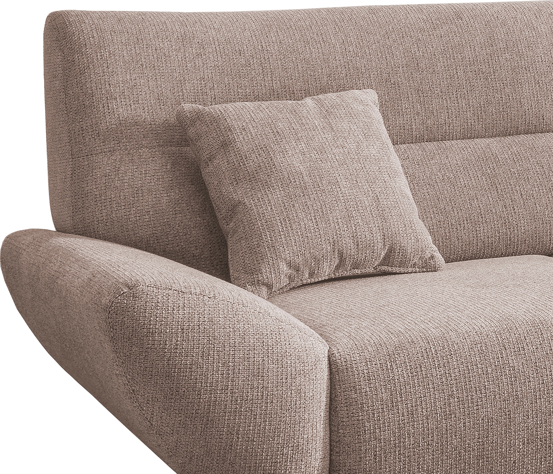 INOSIGN Ecksofa »Drago, elegant und zeitlos, komfortabel, Holzfuß, L-Form«, frei im Raum stellbar, inkl. 2 Zierkissen