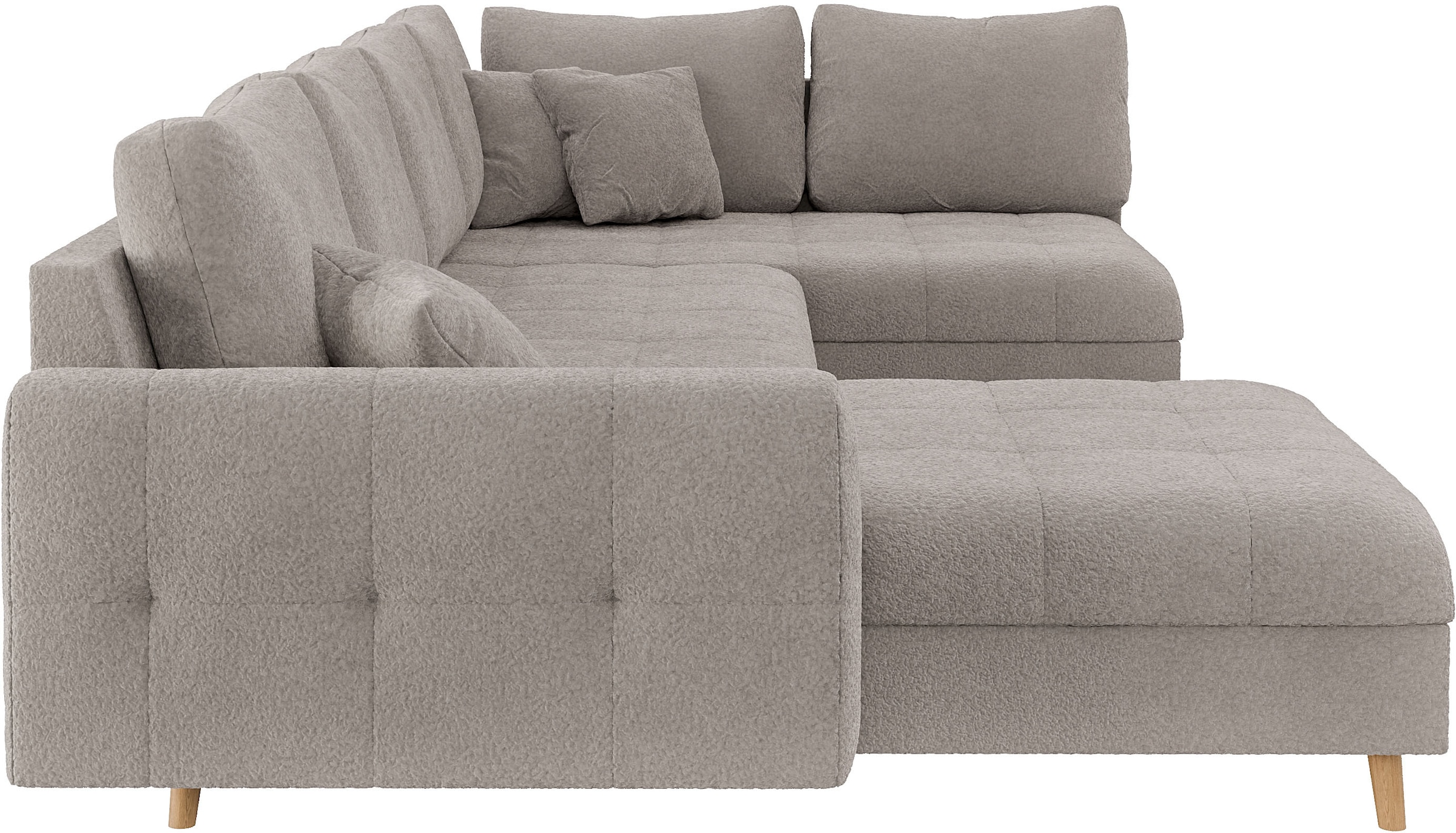 Home affaire Wohnlandschaft »CHARRE U-Form mit Ottomane, Maße B/T/H: 310/161/81 cm«, feine Steppung, lose Rücken- und Zierkissen, auch in Cord und Bouclé