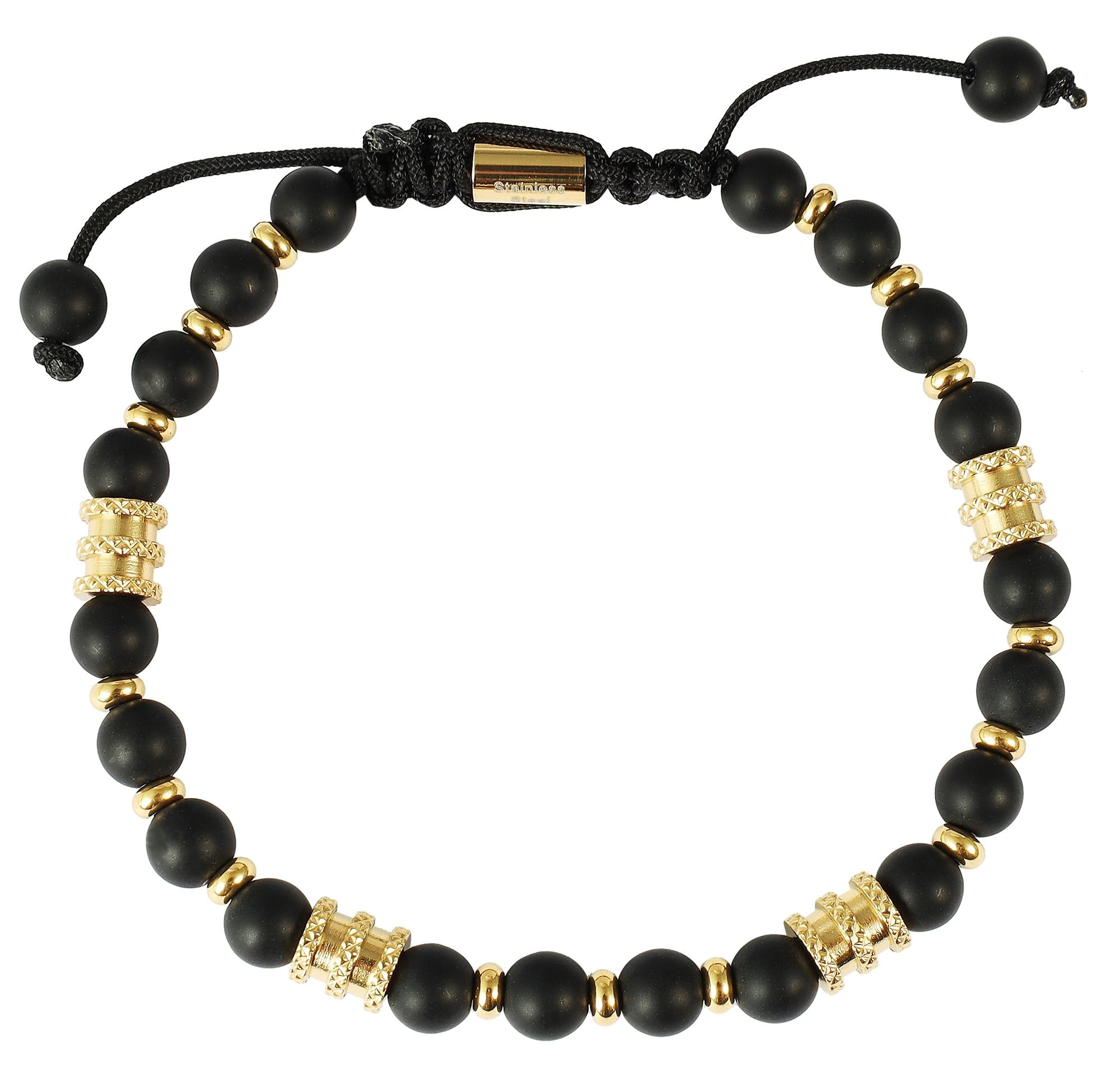 Adelia´s Armband »Unisex Armband ¿ Kugelarmband aus Edelstahl mit Onyx 19 cm«