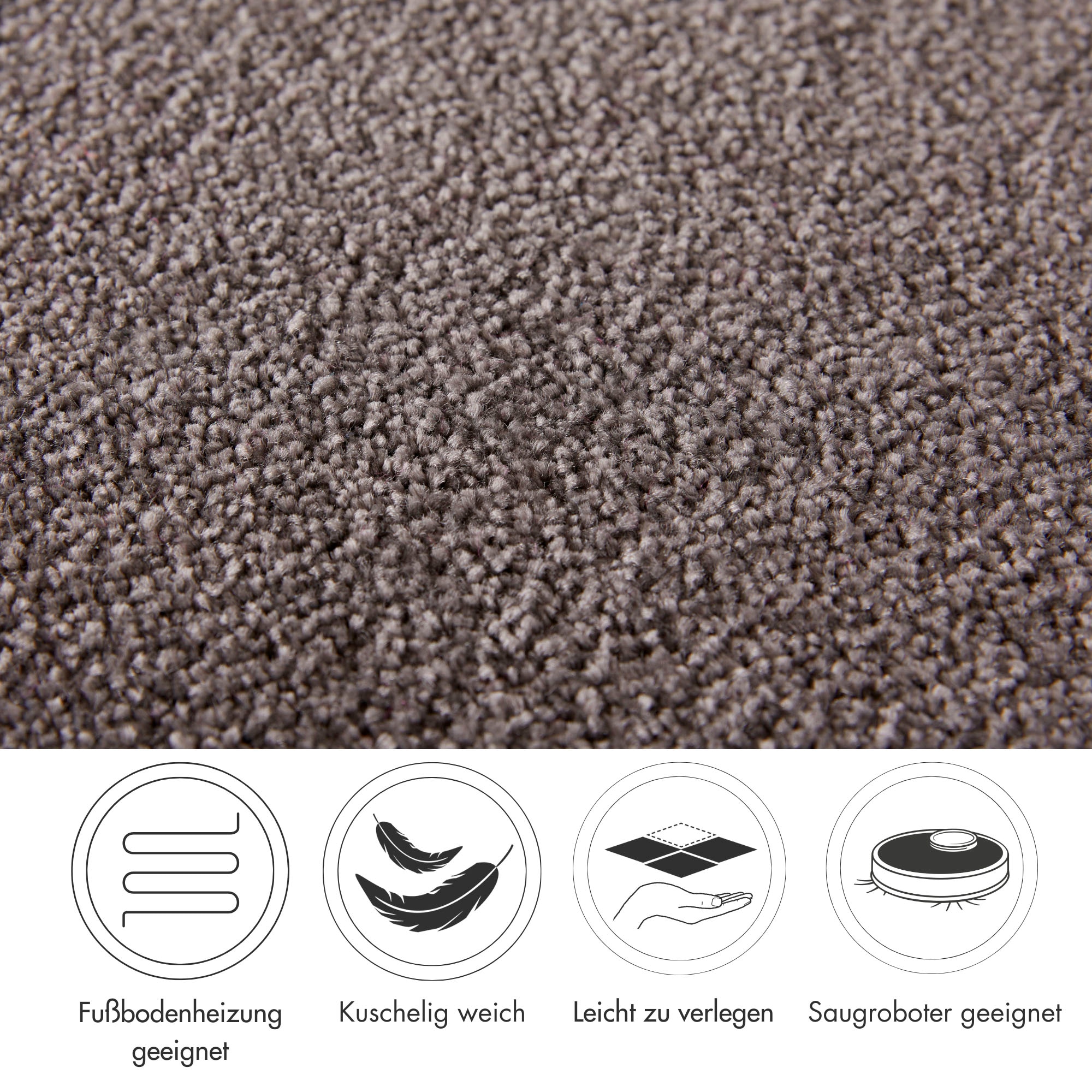 Andiamo Teppichboden »Sophie, Frisee-Velours, Made in Netherlands«, rechteckig, 12 mm Höhe, Uni Farben, Breite 400 cm oder 500 cm, strapazierfähig & pflegeleicht