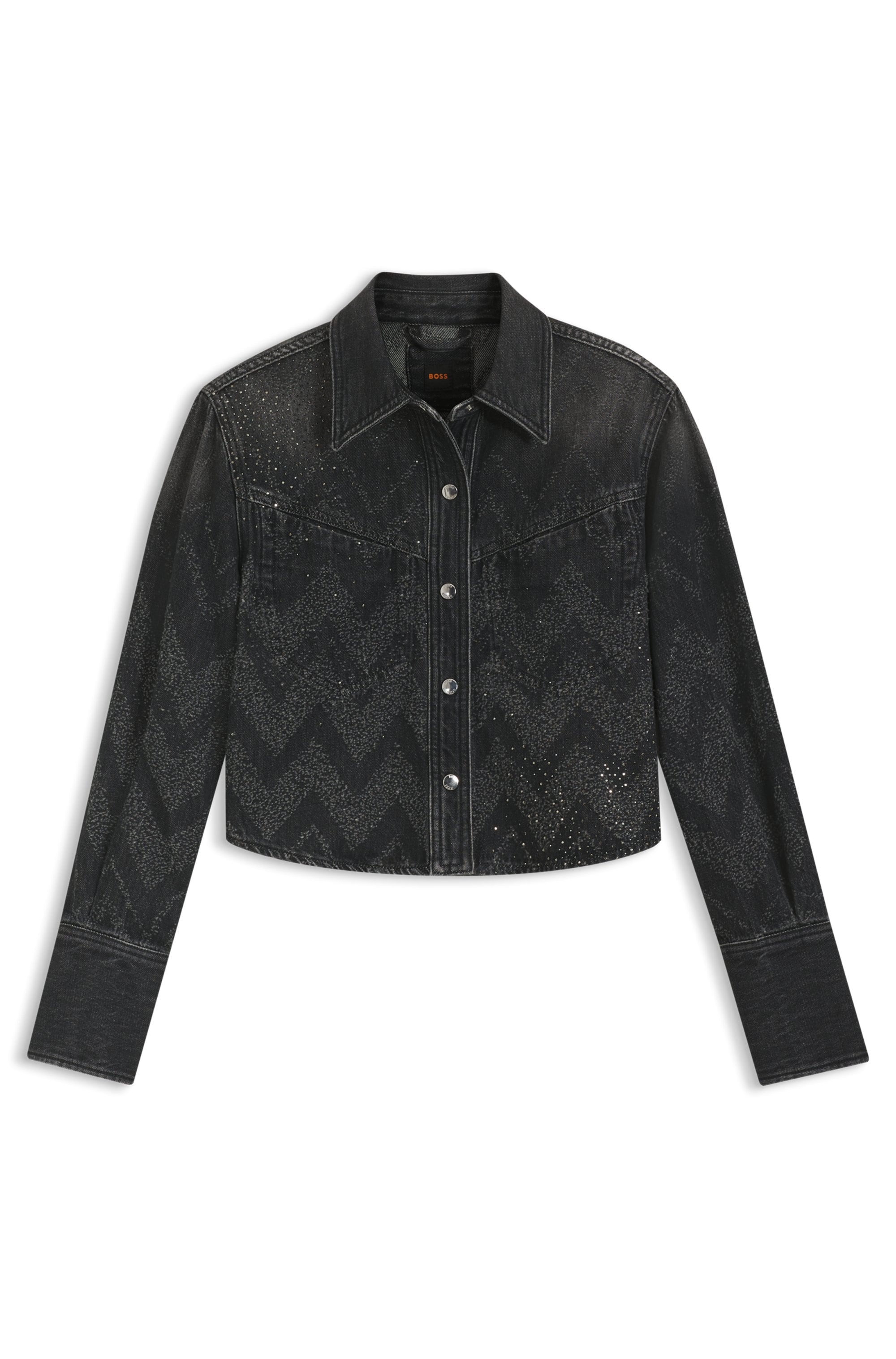 BOSS ORANGE Hemdbluse »SHIRT LS 1.0 Premium Damenmode«, in verkürzter Länge, mit Lasertextur