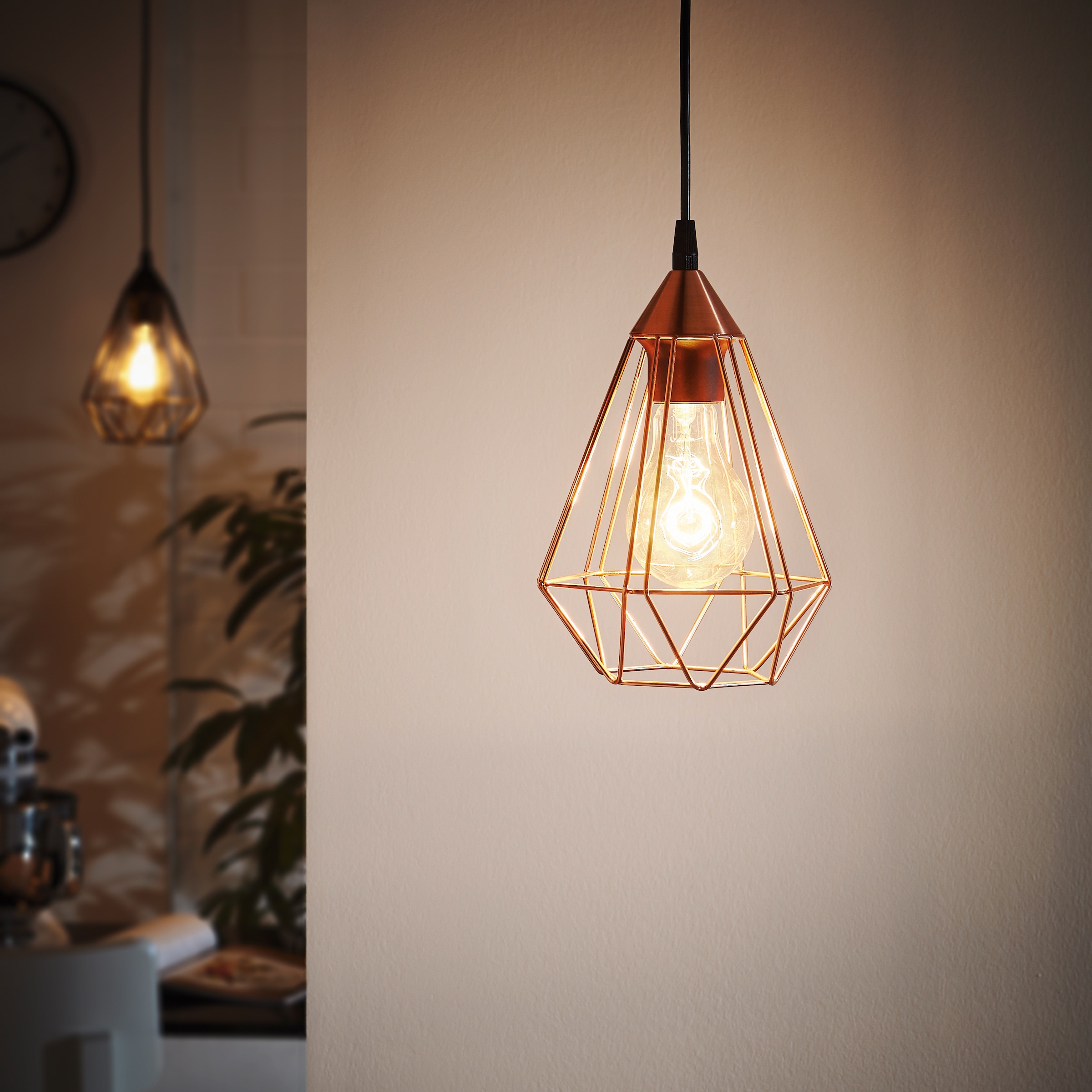 EGLO Pendelleuchte »TARBES Hängeleuchte, Pendellampe, Vintage, Retro, Stahl, Kupfer, E27«, 1 flammig, Leuchtmittel E27 | ohne Leuchtmittel, Wohnzimmerlampe, Esstischlampe, Drahtgeflecht, 1 flammig, 110x17,5cm