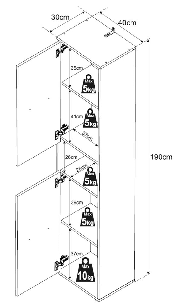 BASIC by Balculina Hochschrank »Este«, (1 St.), Hochschrank mit 2 Türen und 40 cm Breite