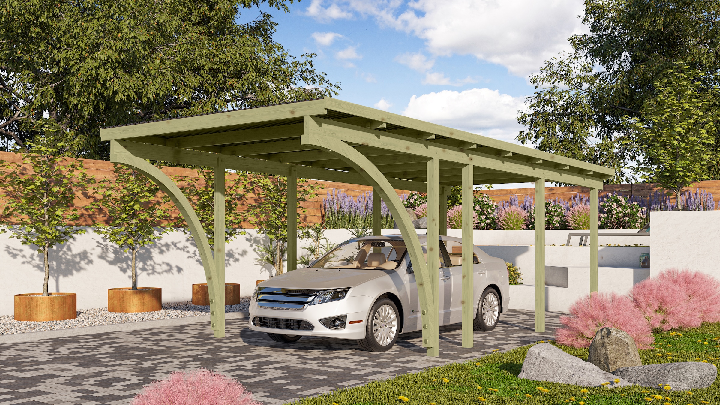 Karibu Einzelcarport »»ECO 2« Variante C , kesseldruckimprägniert« Massivholz 250 cm KDI aus Masivholz