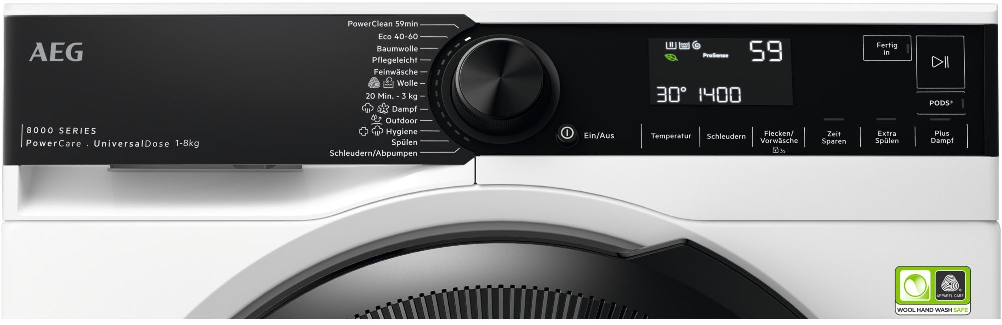 AEG Waschmaschine Serie 8000 »LR8EG75480« 8 kg 1400 U/min UniversalDose: löst PODS®/Caps 60 % schneller auf für beste Reingung