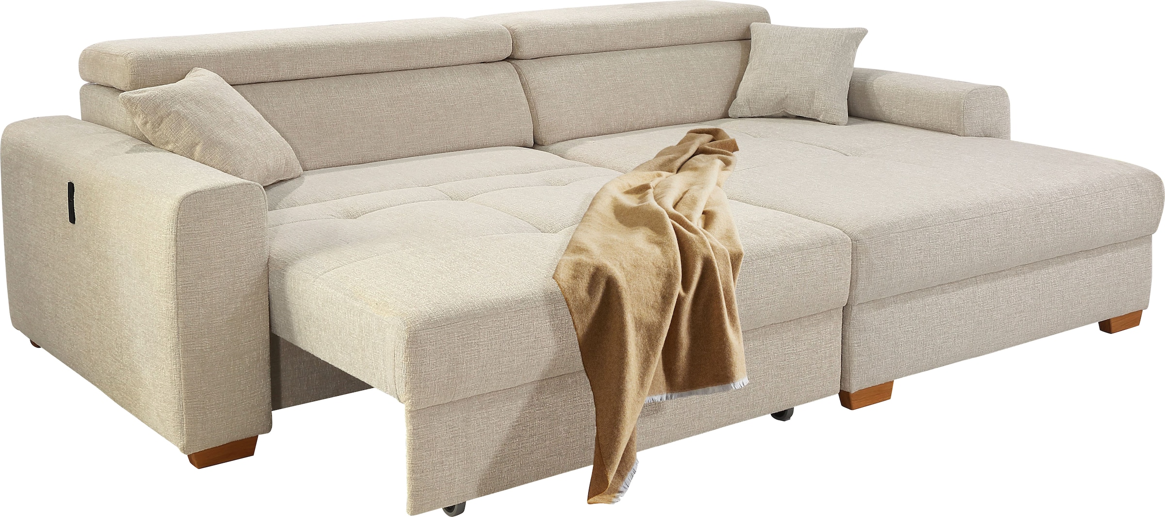 Jockenhöfer Gruppe Ecksofa »Slider, L-Form, 140kg Belastbarkeit je Sitzplatz«, elektromotorische Sitztiefenverstellung,USB-Ladeports,mit Kopfstützen