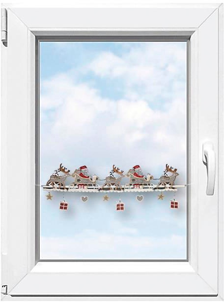 Stickereien Plauen Scheibengardine »Weihnachtsmann«, (1 Fensterdekoration \