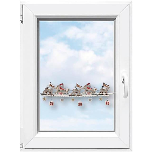 Stickereien Plauen Scheibengardine »Weihnachtsmann«, (1 St.),  Fensterdekoration 