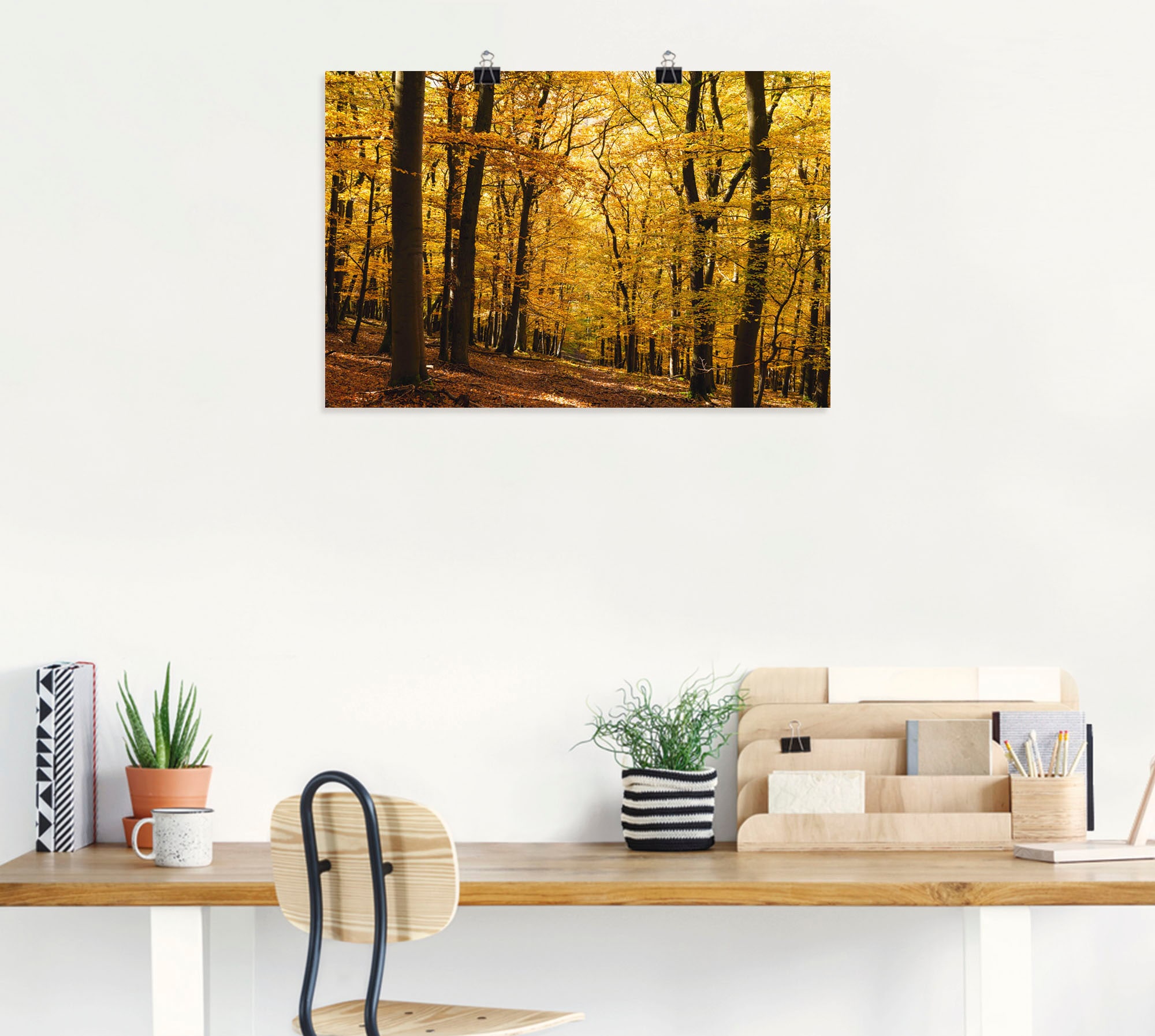 Artland Wandbild »Spaziergang im Herbstwald«, Wald, (1 St.), als Alubild, Outdoorbild, Leinwandbild, Poster in verschied. Größen