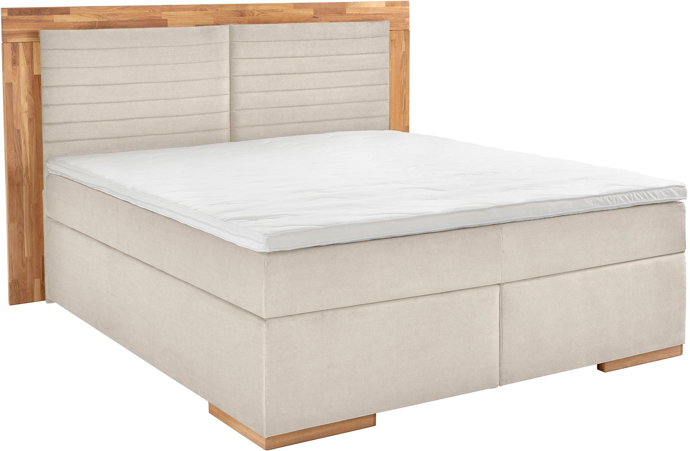 Home affaire Boxspringbett »Cup« mit LED-Beleuchtung, Massivholzrahmen und Topper, in 2 Härtegraden