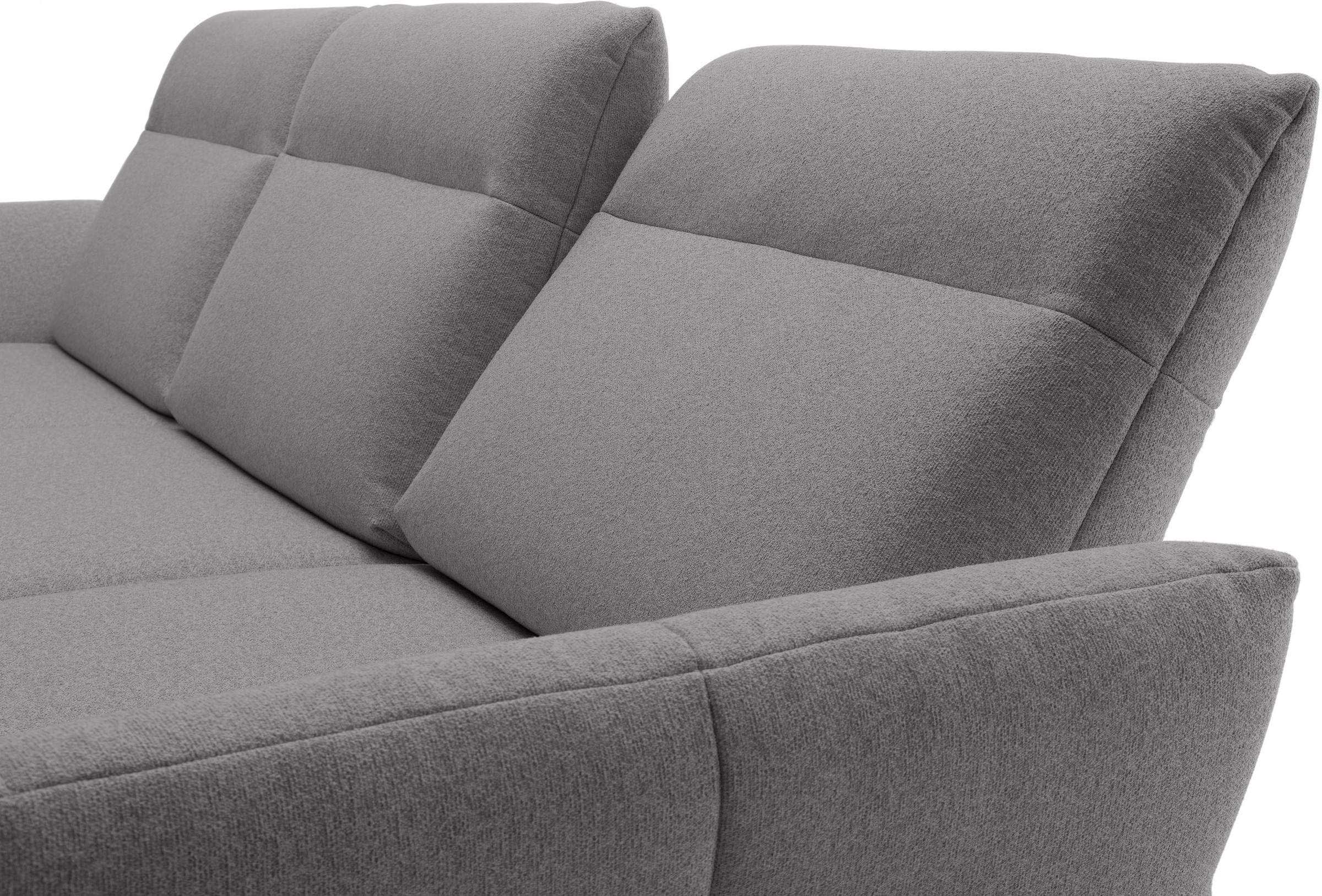 Creation BY ROLF BENZ Ecksofa »CR.460 Designsofa mit erstklassigem Sitzkomfort« Sockel in Nussbaum, Winkelfüße in Umbragrau, Breite 338 cm