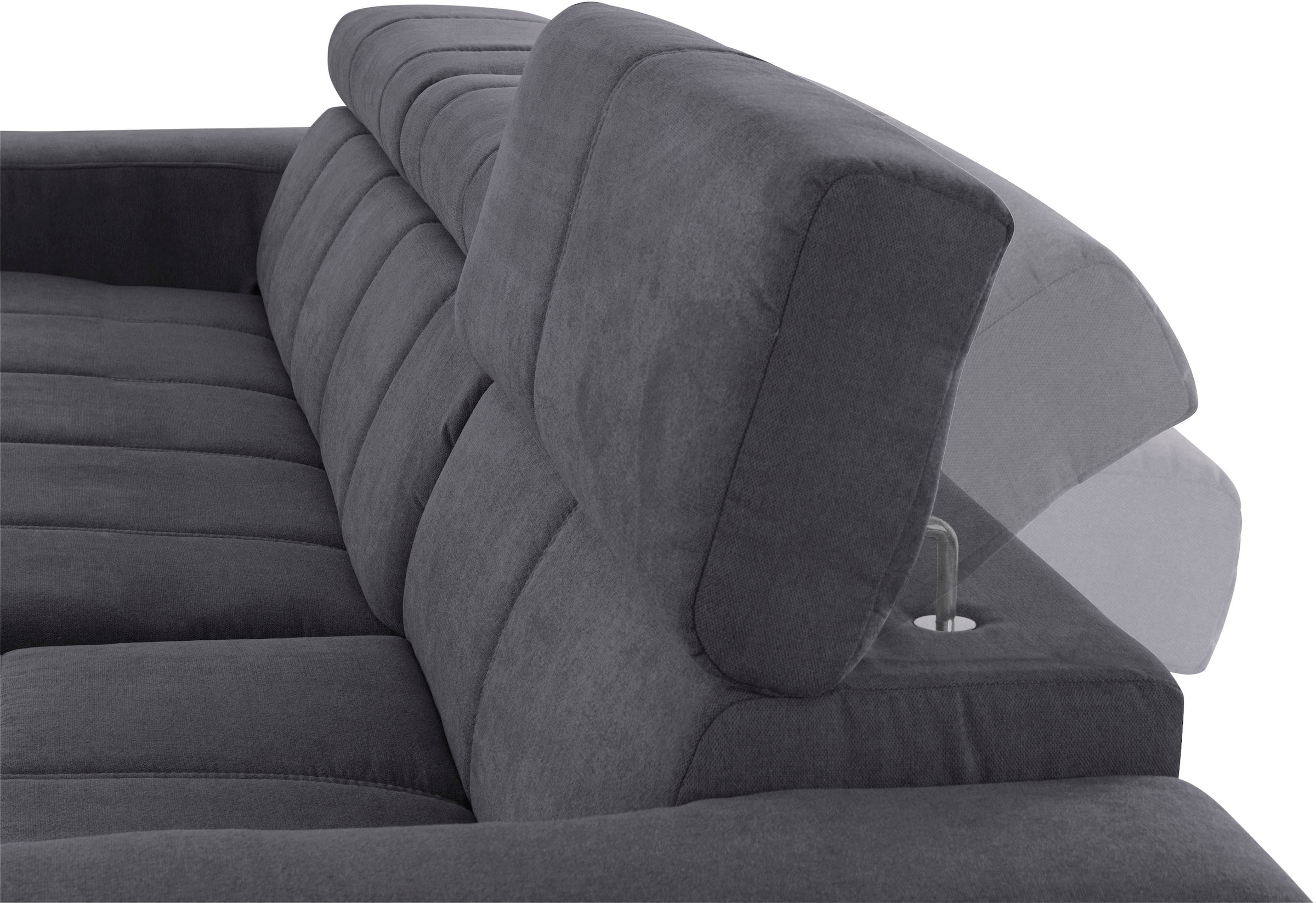 DOMO collection Ecksofa »Brandon B/T/H: 289/177/80 cm, whlw. mit Sitztiefenverstellung, L-Form«, mit Kopfteilverstellung, wahlweise Sitztiefenverstellung, L-Form