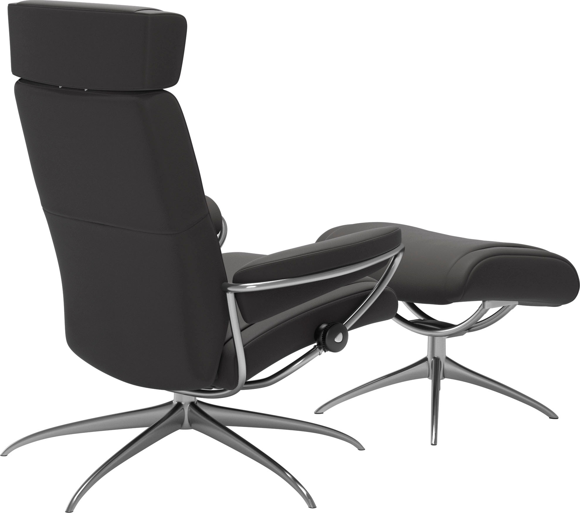 Stressless® Relaxsessel »Paris«, (Set, Relaxsessel mit Hocker), mit Hocker, Low Back mit Kopfstütze, mit Star Base, Gestell Chrom