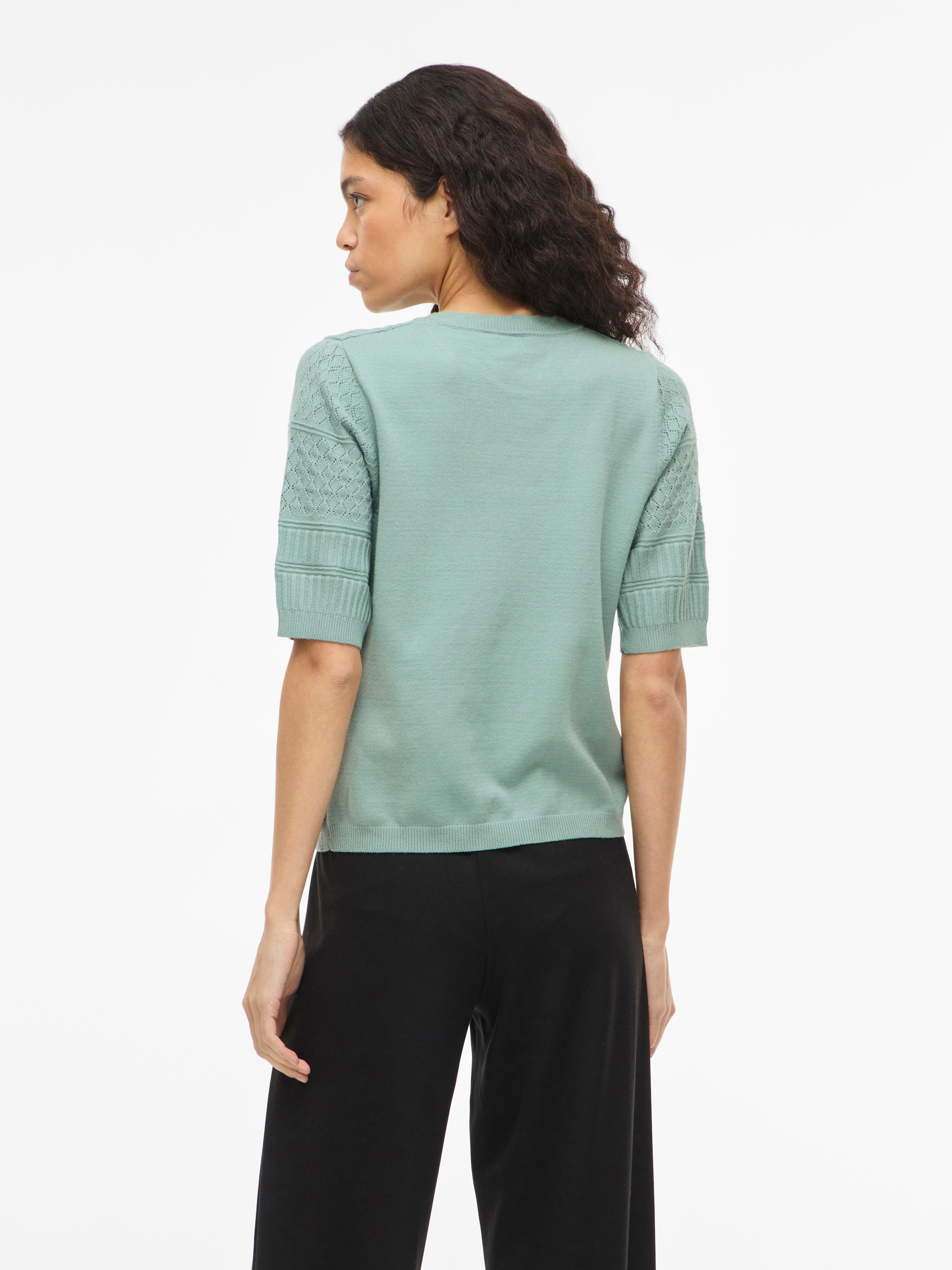 Vila Kurzarmpullover »VIMILOS S/S O-NECK POINTELLE TOP - NOOS«