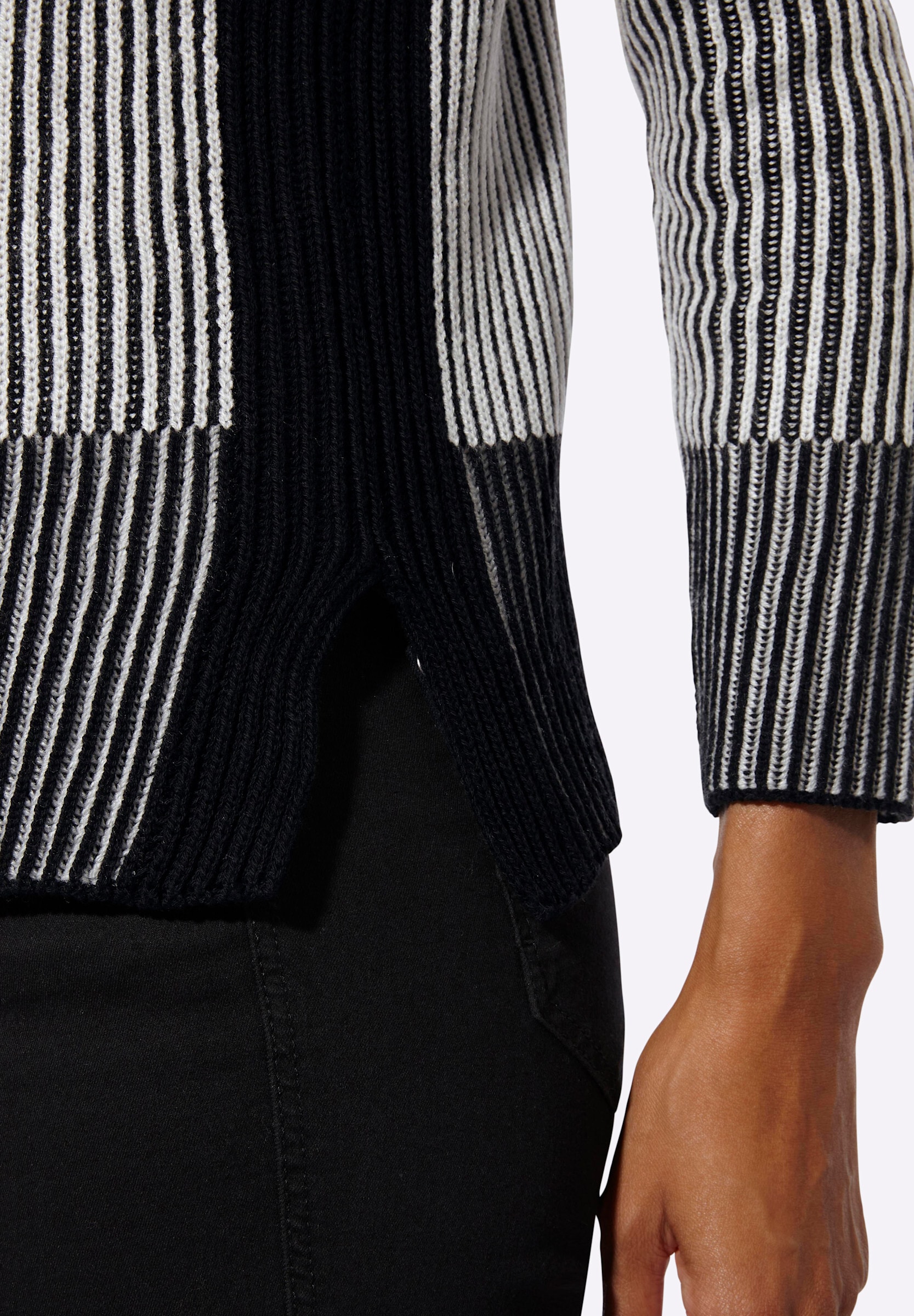 creation L Longpullover »Pullover Rundhalspullover im modernen Rippenstrick«