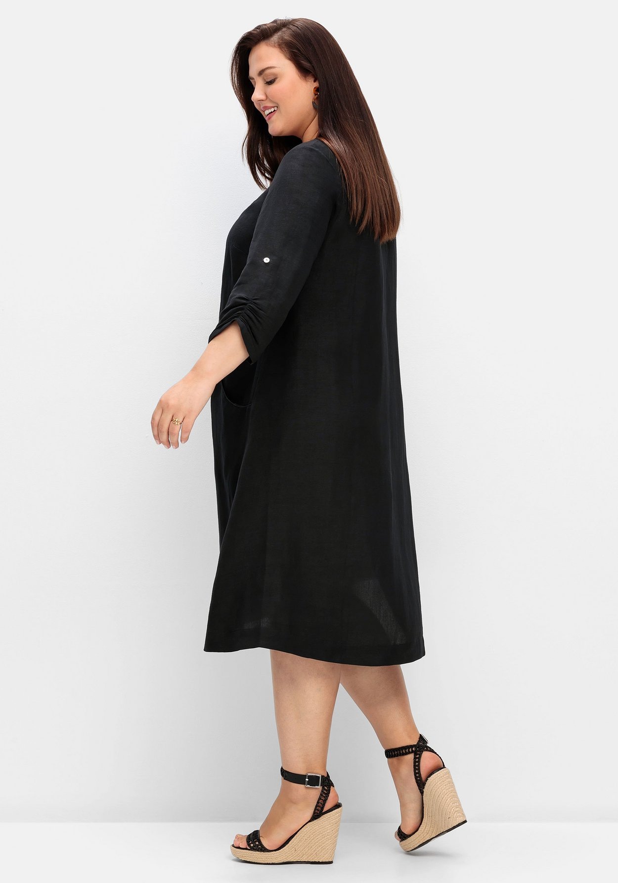 Sheego Sommerkleid »Kleid in A-Linie, aus Leinen-Viskose-Mix«
