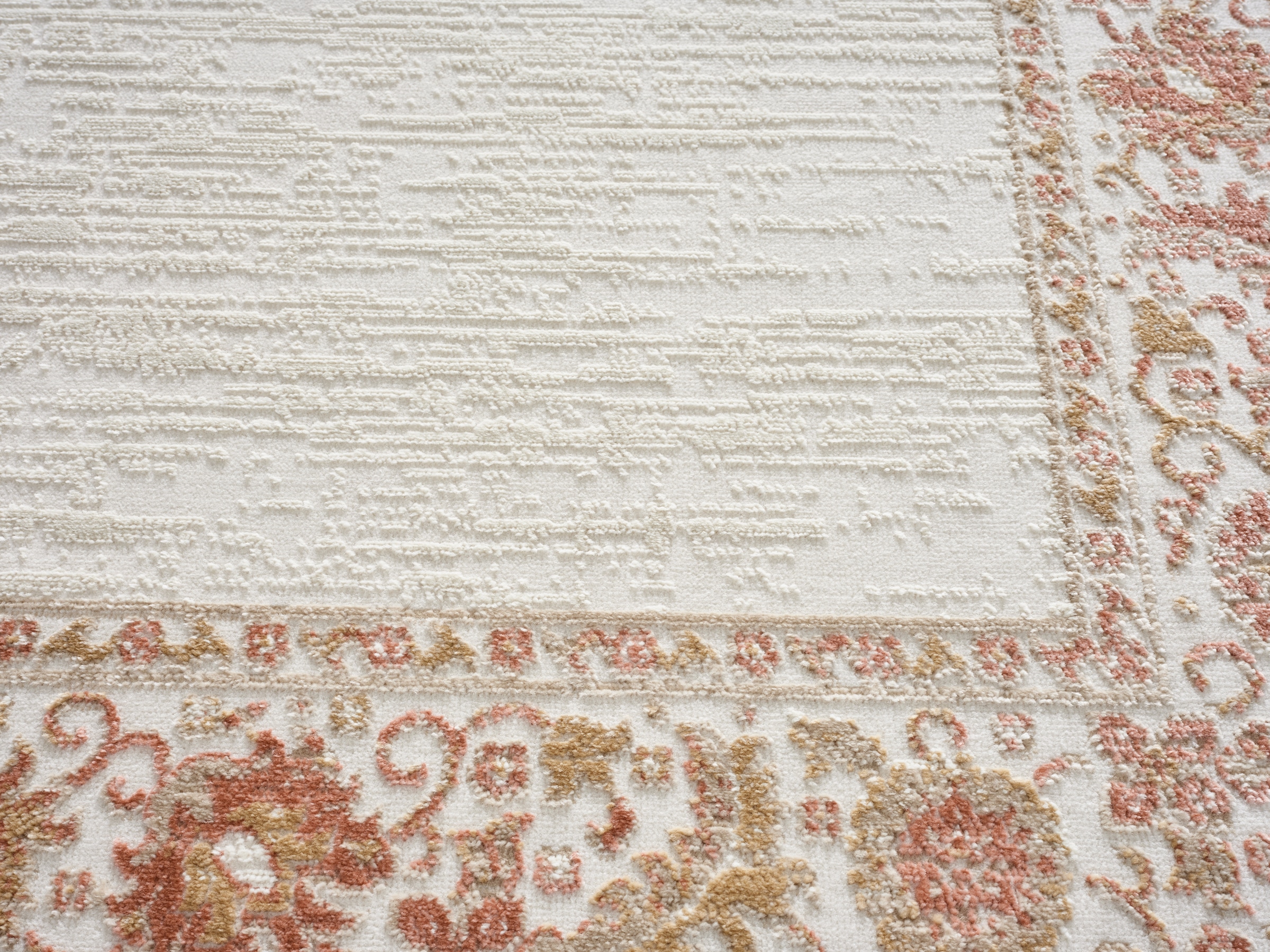 OTTO home Teppich »Fennia, Blumen-Motiv, Orient-Optik« rechteckig 7 mm Höhe Hoch-Tief, Bordüre, Floral, meliert, Wohnzimmer, Schlafzimmer