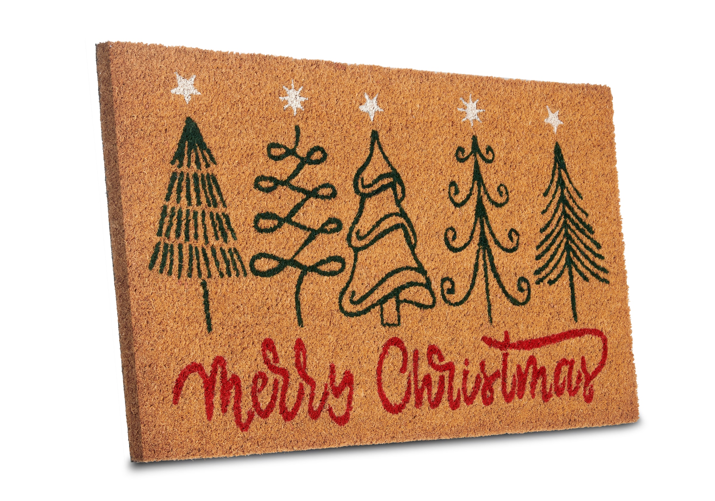HANSE Home Fußmatte »Kokos Five Christmas Trees, Türmatte«, rechteckig, 15 mm Höhe, Schmutzfangmatte, Rutschfest, Outdoor, Weihnachten, Kokosmatte, Flur