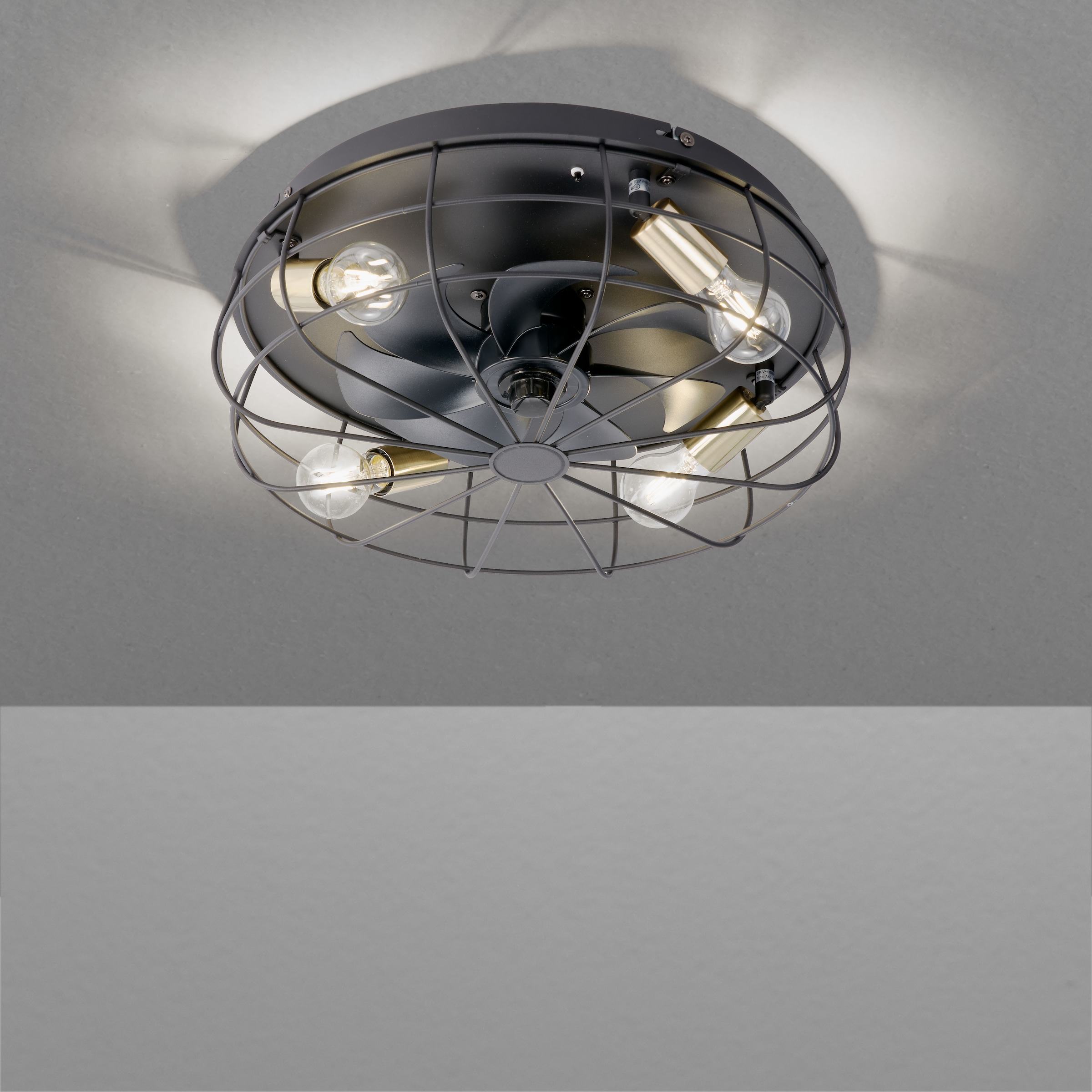 REALITY Leuchten Deckenleuchte »Trondheim Deckenventilator« E27 1 Stk. Deckenlampe Ventilator getrennt schaltbar