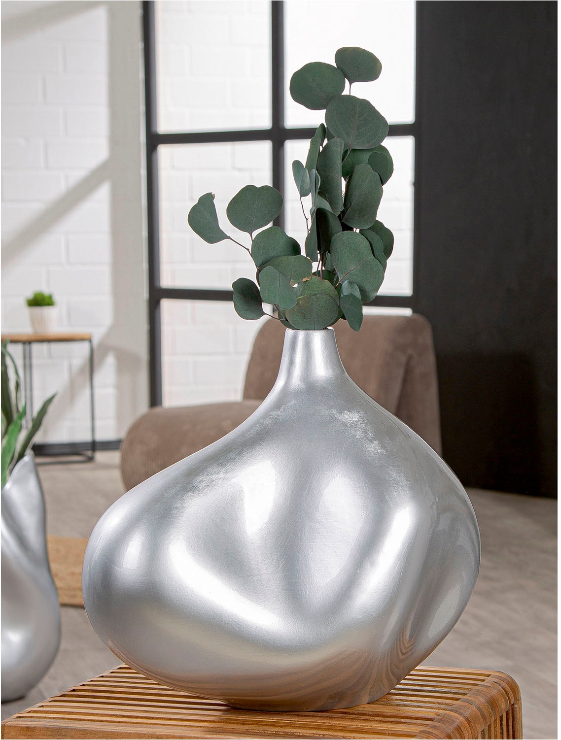 GILDE Tischvase »Vase organisch Jolie silberfarben H. 33,5 cm«