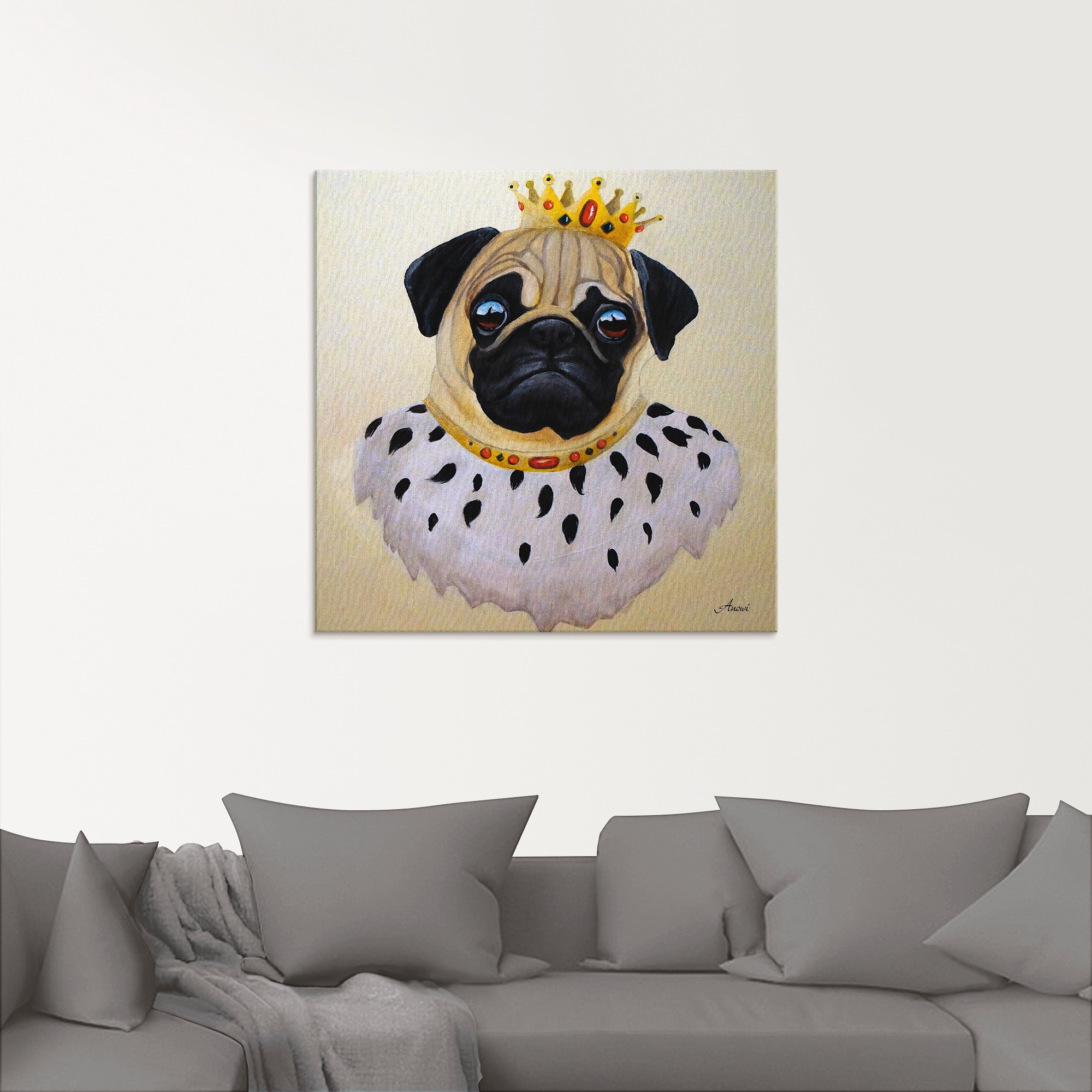 Artland Glasbild »König Mops der Furchtlose«, Humor, (1 St.), in verschiedenen Größen