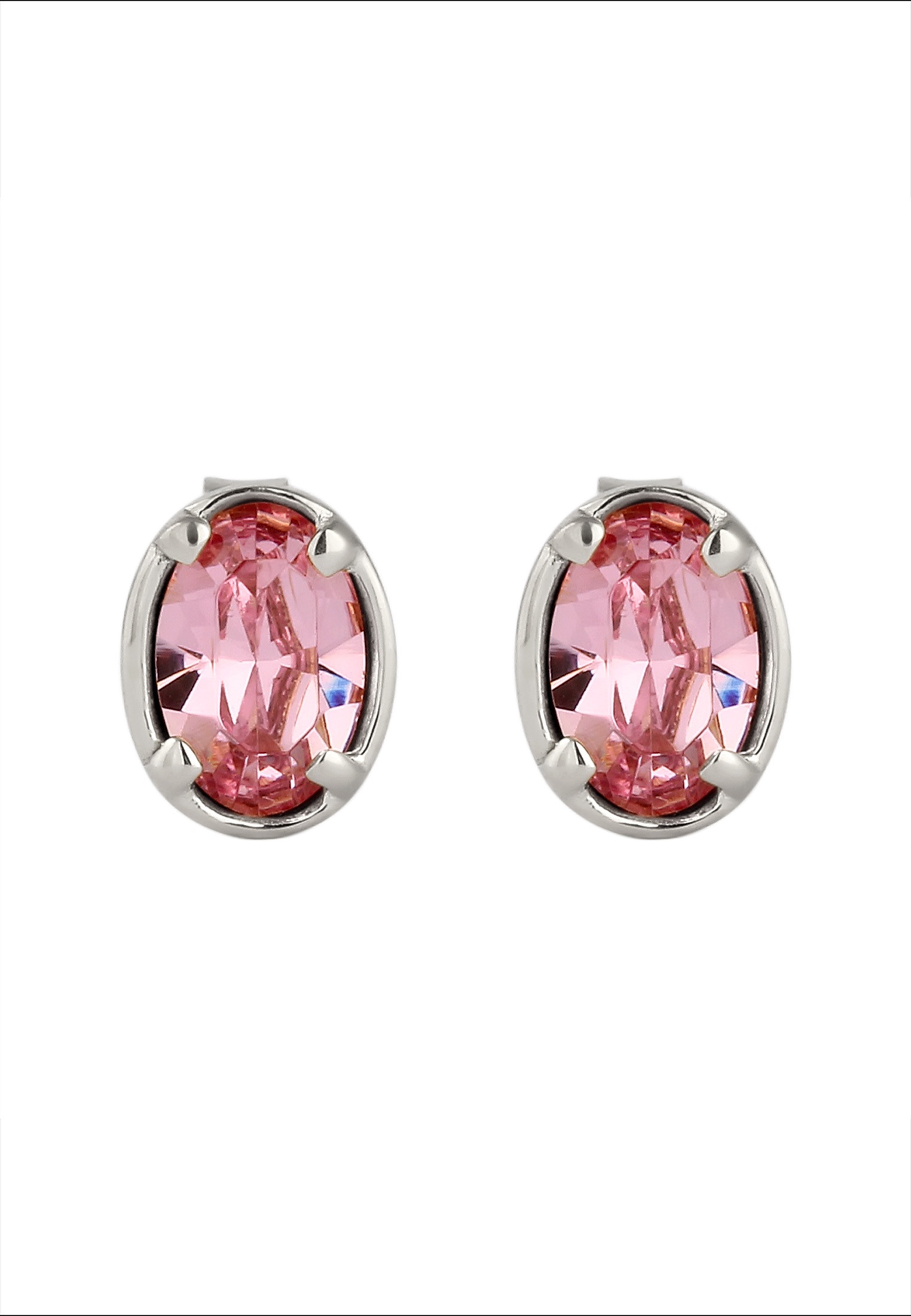 Elli Paar Ohrstecker »Ohrringe Ohrstecker Oval Rosa 925 Sterling Silber, mit Kristallen von Swarovski®«
